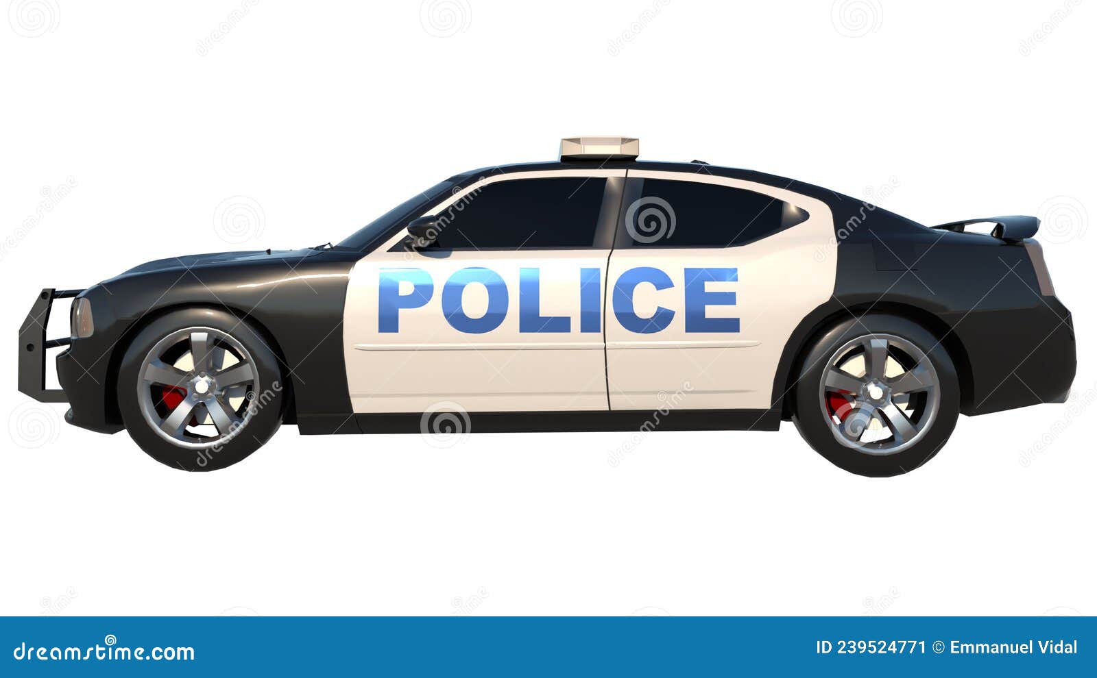 police patrol 2-lateral view white background 3d rendering ilustracion 3d