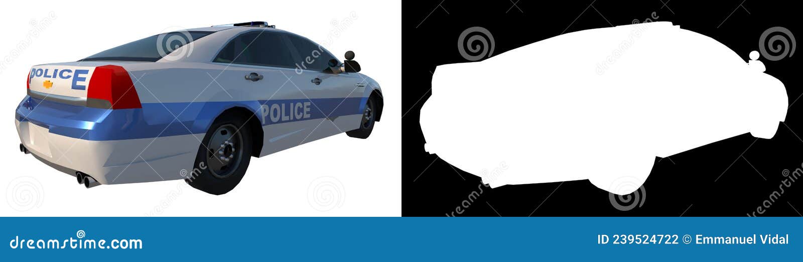 police patrol 1-perspective b view white background alpha png 3d rendering ilustracion 3d