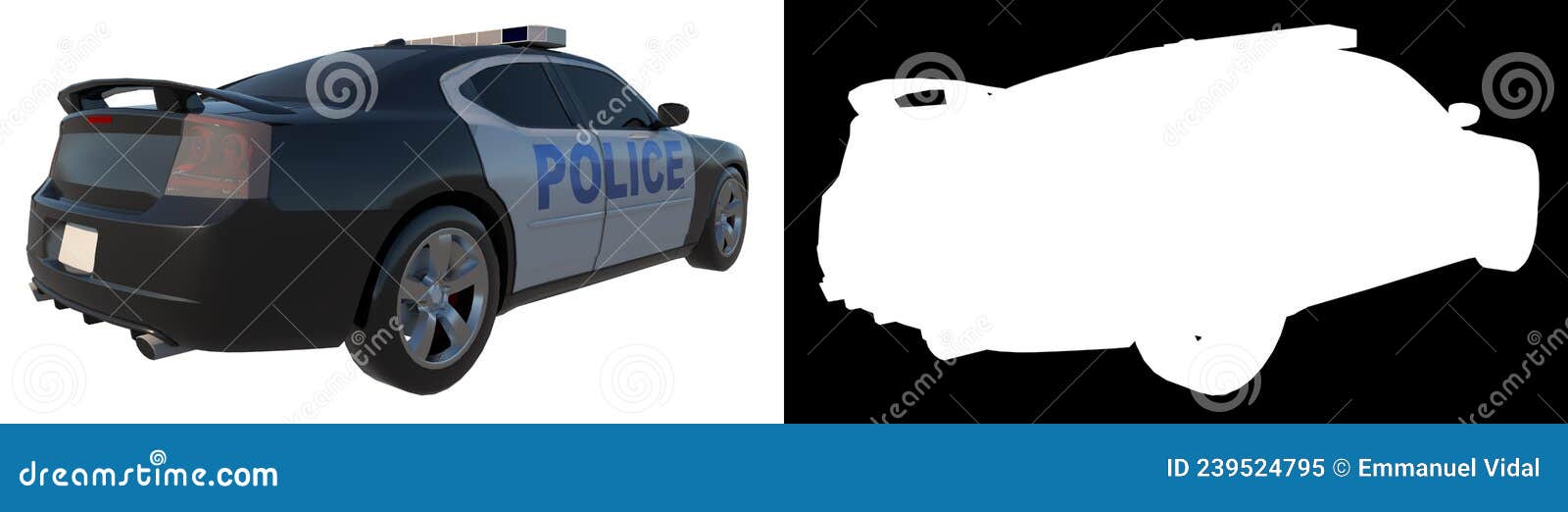 police patrol 2-perspective b view white background alpha png 3d rendering ilustracion 3d