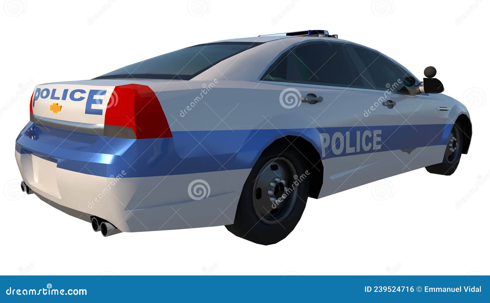 police patrol 1-perspective b view white background 3d rendering ilustracion 3d