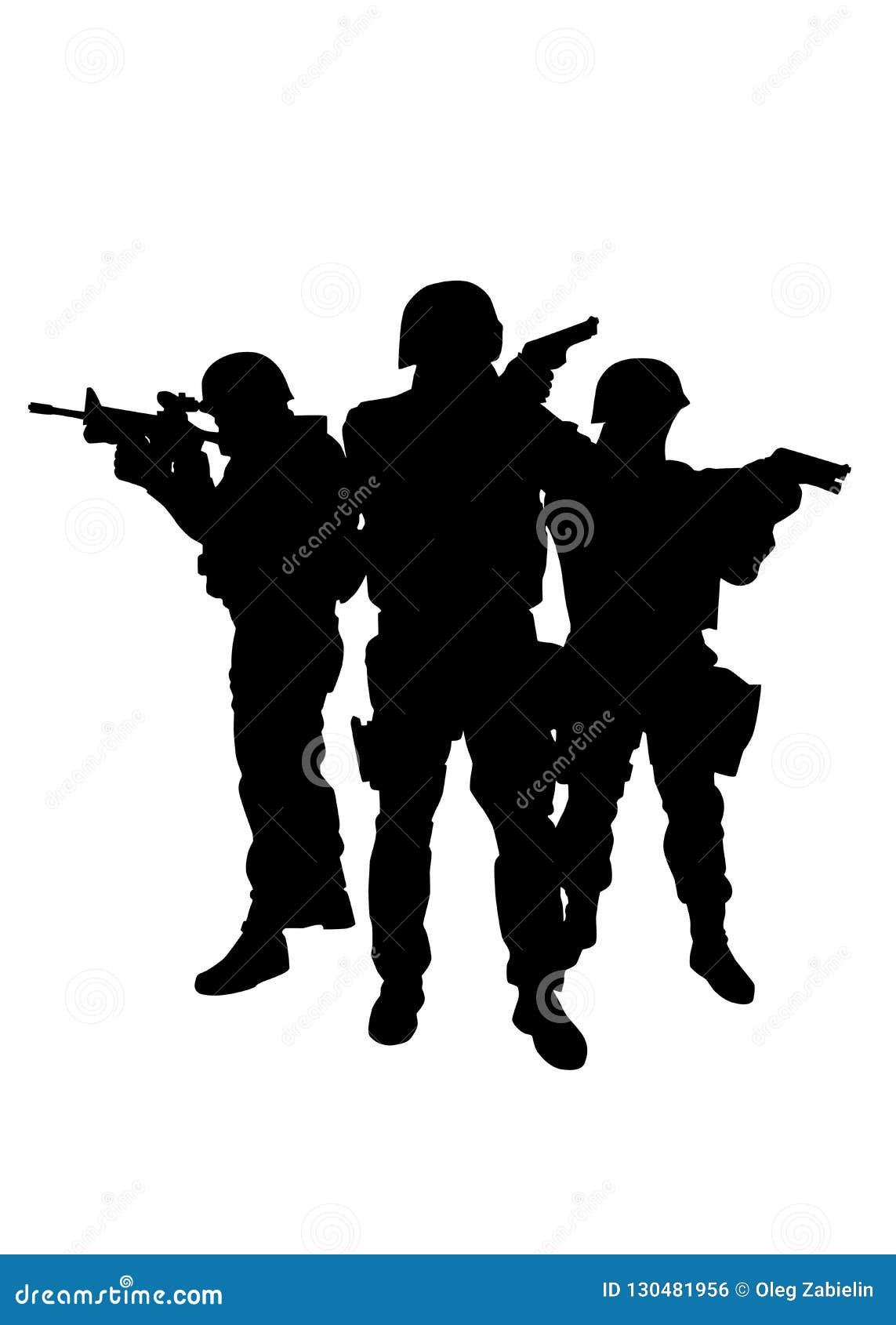 Two SWAT Fighters Aiming Weapon Vector Silhouette | CartoonDealer.com