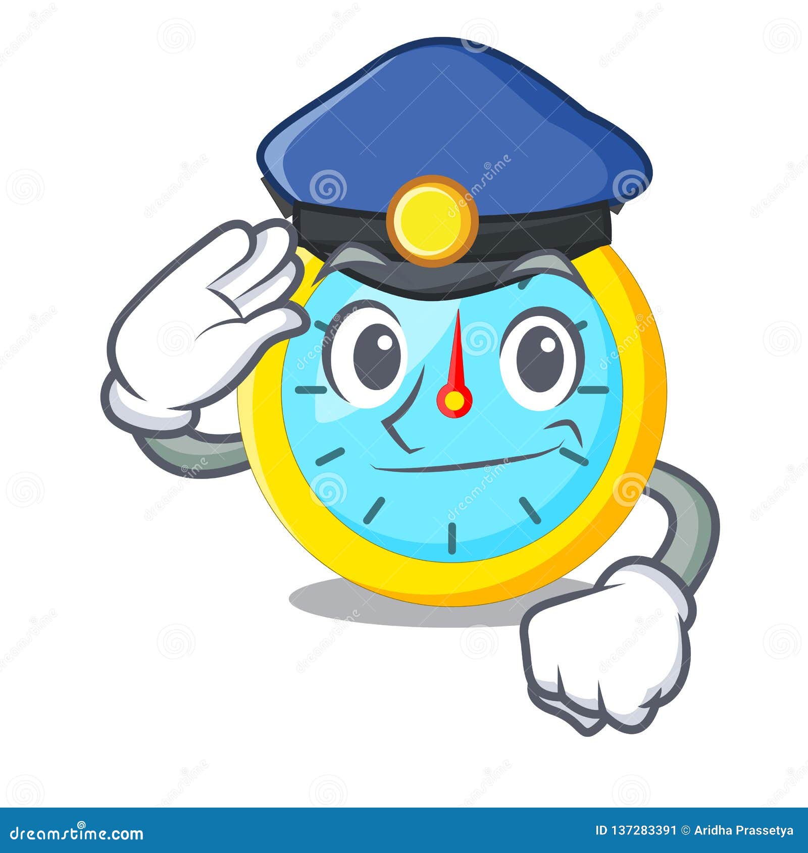 Police Stopwatch in the Cartoon Shape Funny Stock Vector Illustration