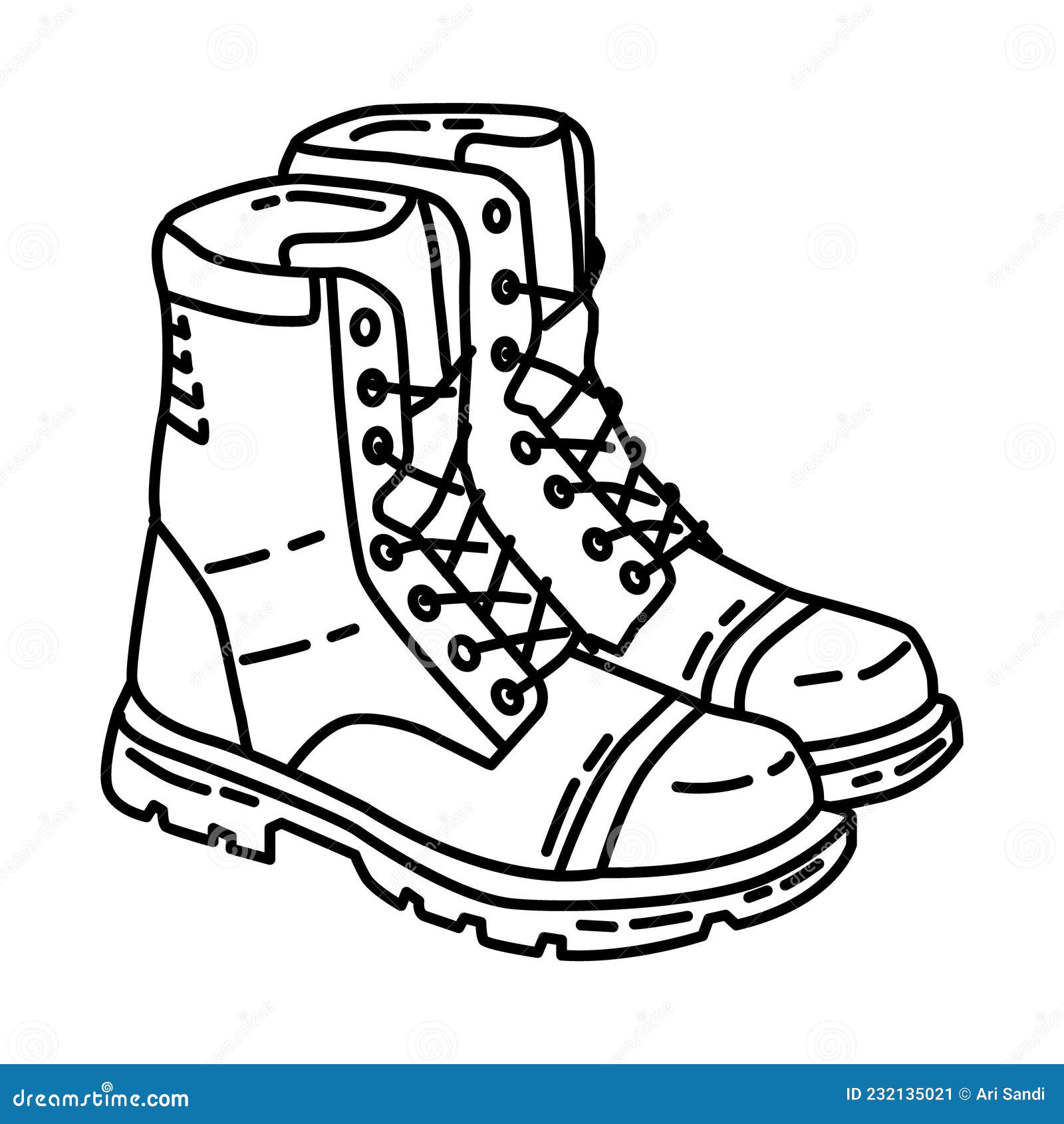 Police Tactical Boots Icon. Doodle Hand Drawn or Outline Icon Style ...