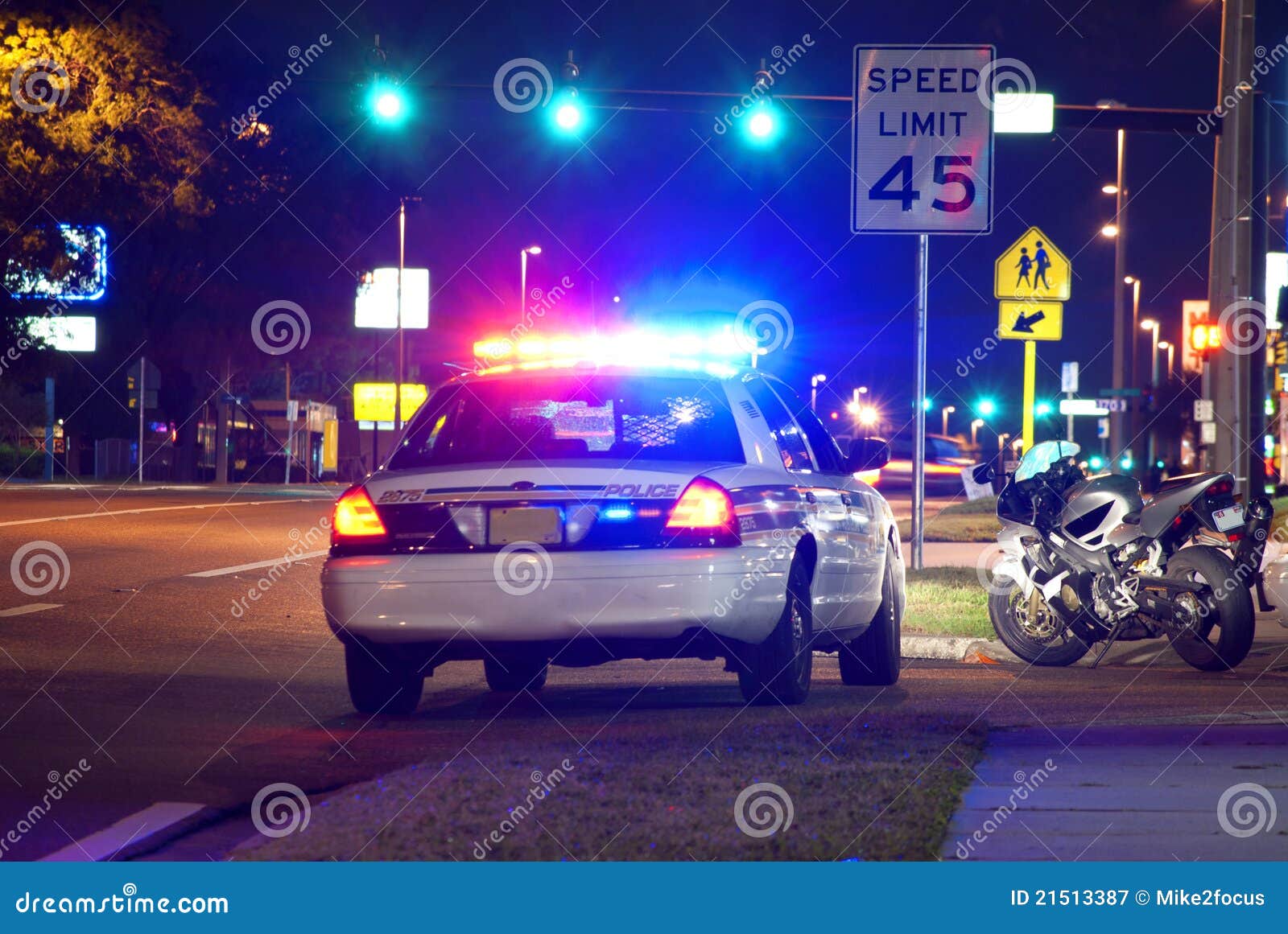 police traffic stop at night