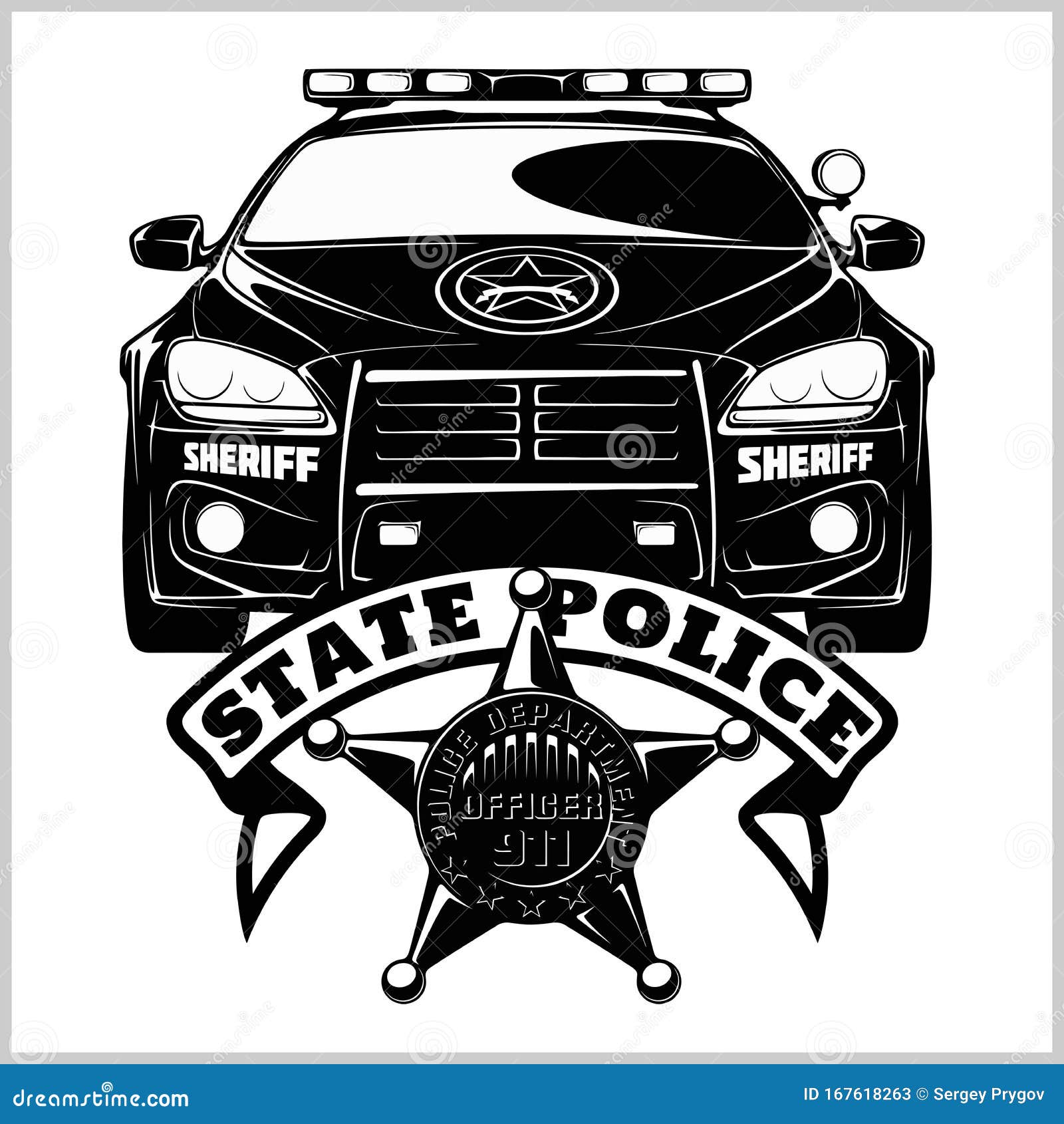 Download Police Vector Badge - Design Elements, Police Car. Monochrome Style. Vector Illustration ...