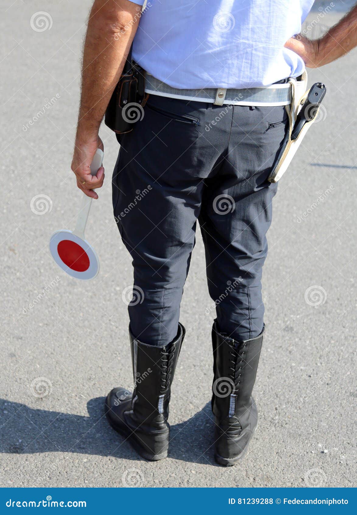 Policeman With Boots On The Street In Checkpoint Stock Photo Image of