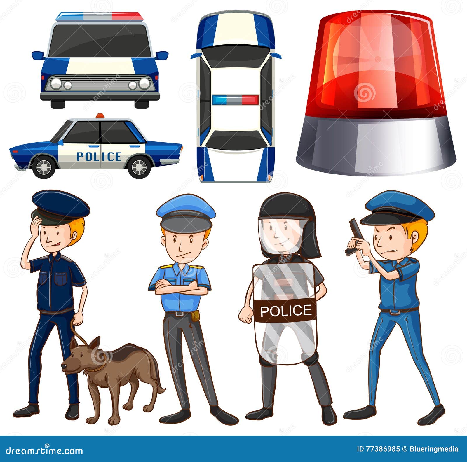 Policeman And Police Cars Stock Vector Illustration Of Drawing 77386985