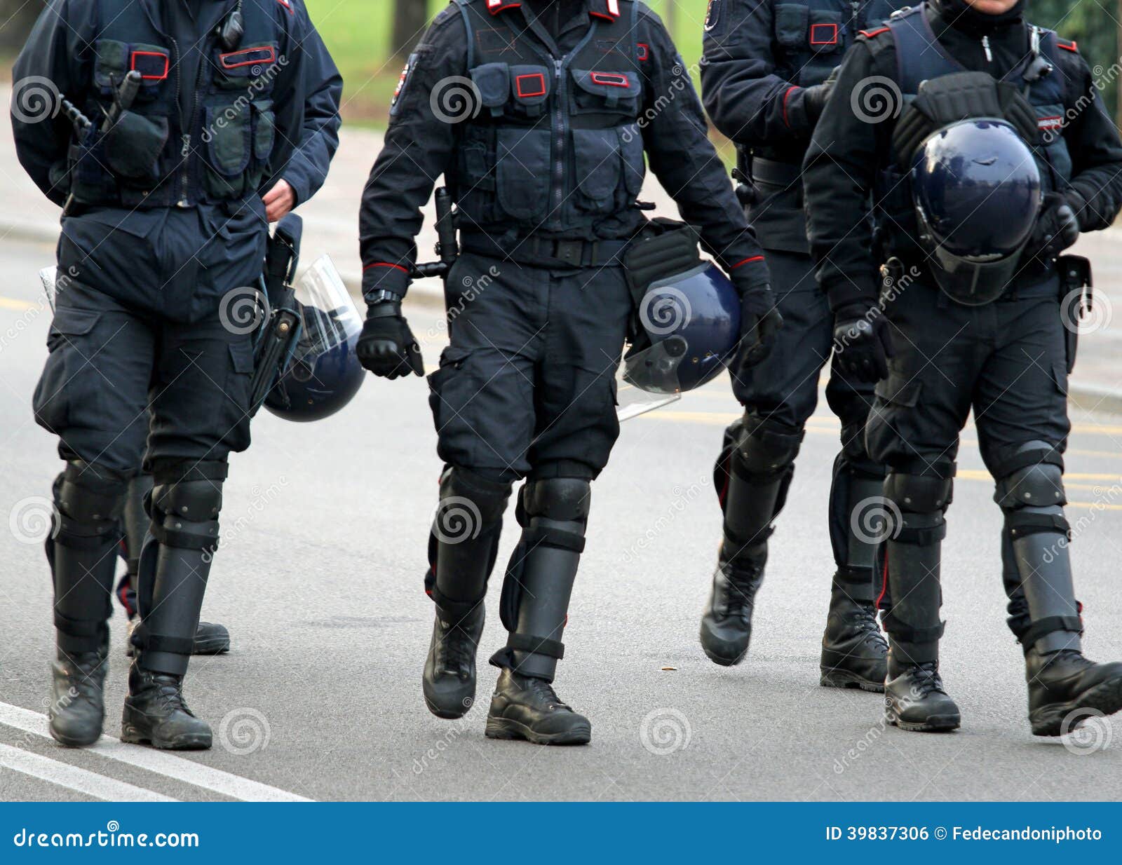 policemen and carabinieri patrolling of the city