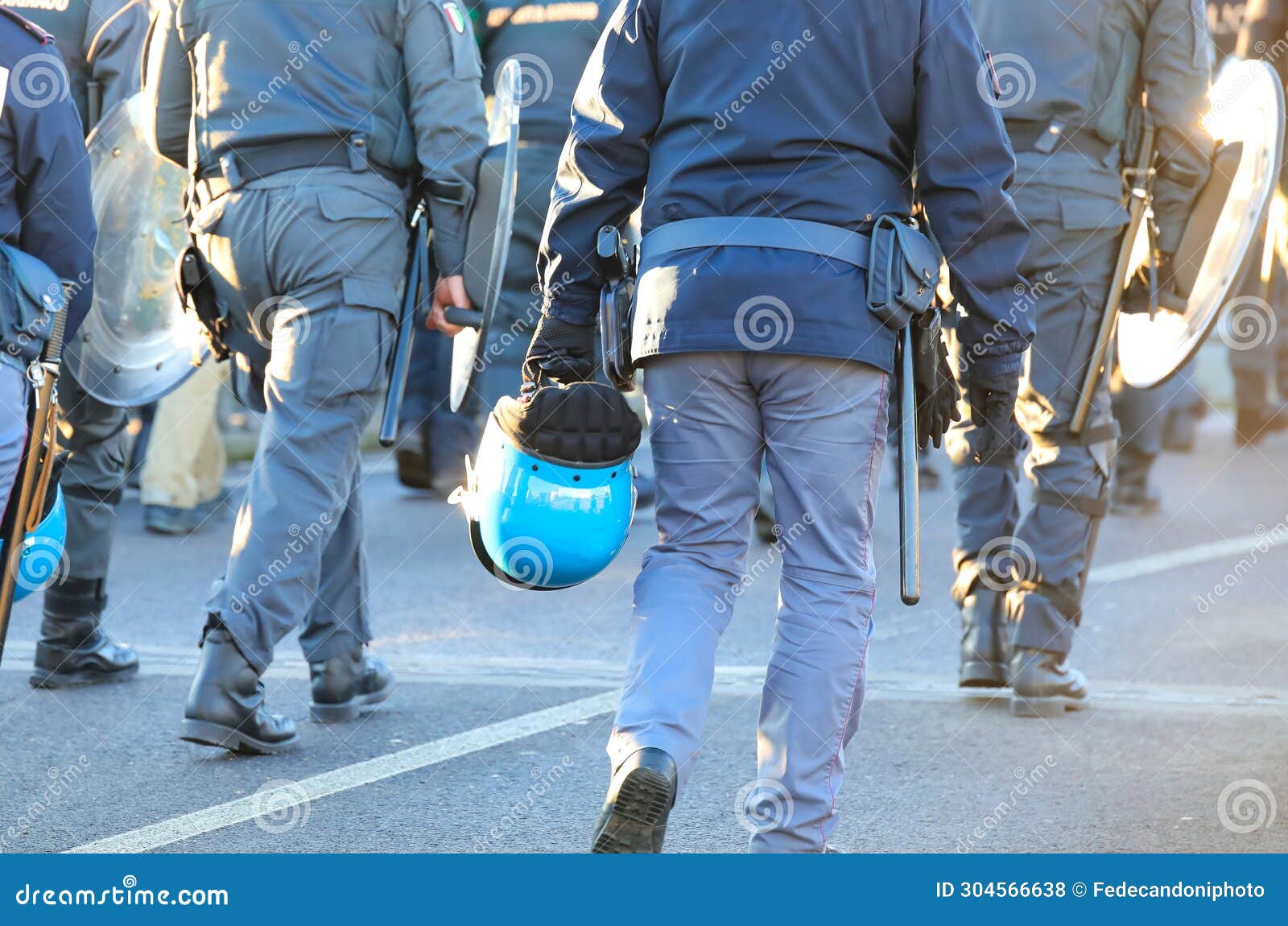 Policemen in Uniform with Riot Gear during the Protest Demonstration ...