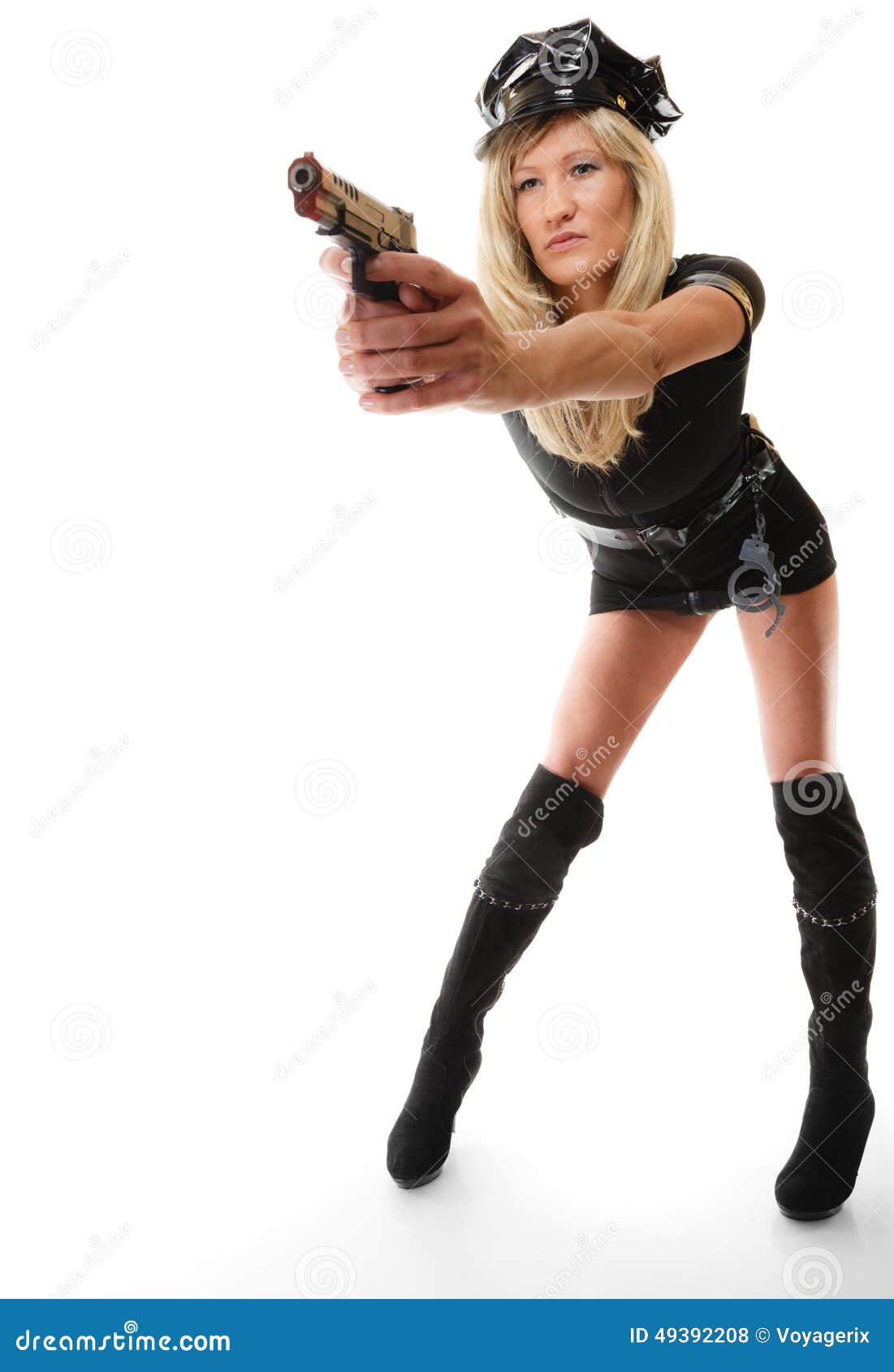 Policewoman cop with gun stock photo. Image of handgun - 49392208