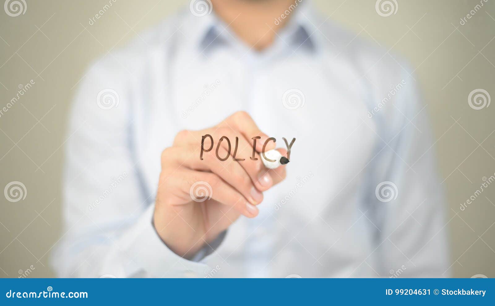 Policy , Man Writing on Transparent Screen Stock Image - Image of
