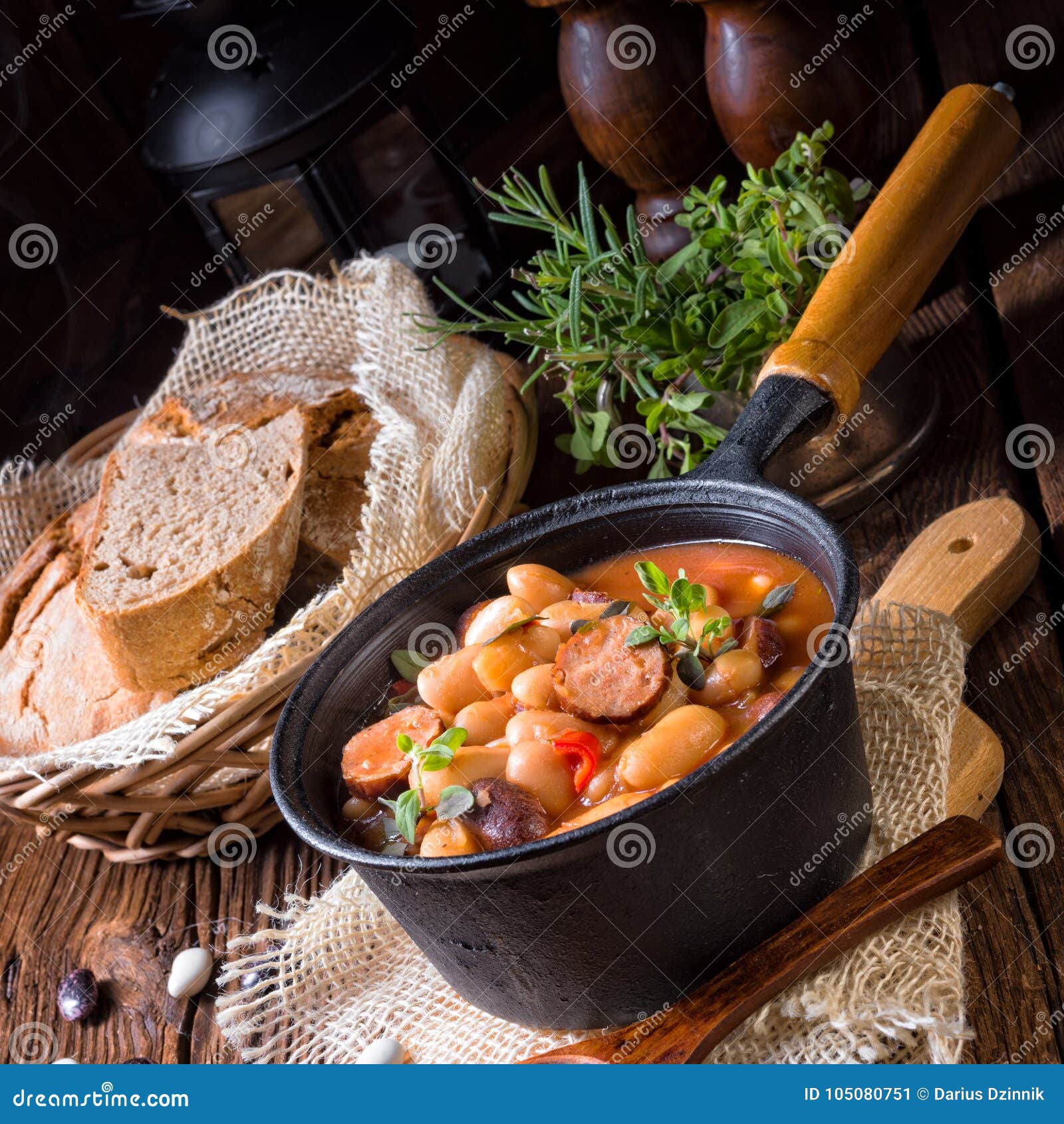 Polish Baked Beans with Sausage Stock Image Image of baked, food