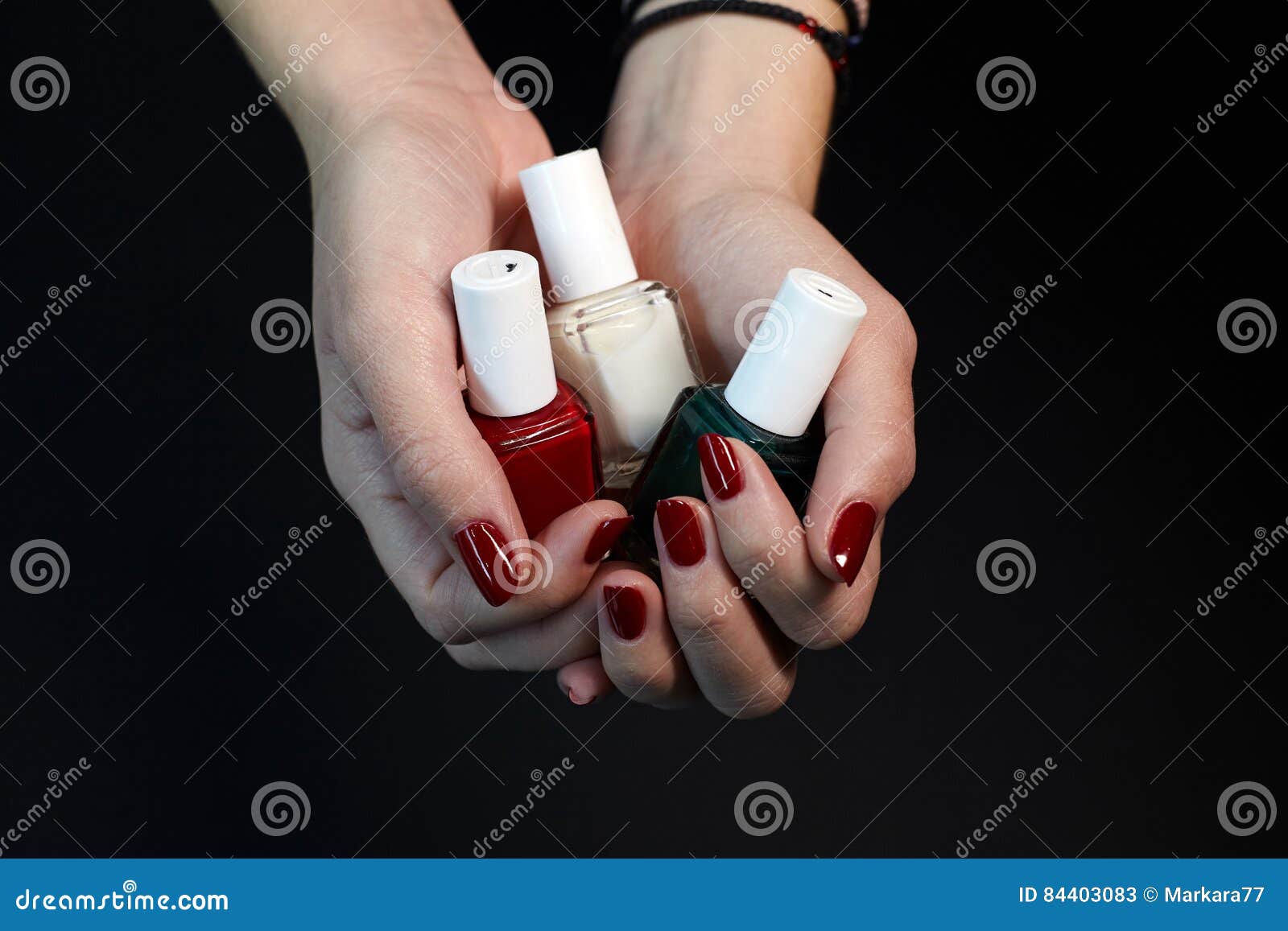 Polish Bottles in Woman Hands. Stock Image - Image of manicurist ...