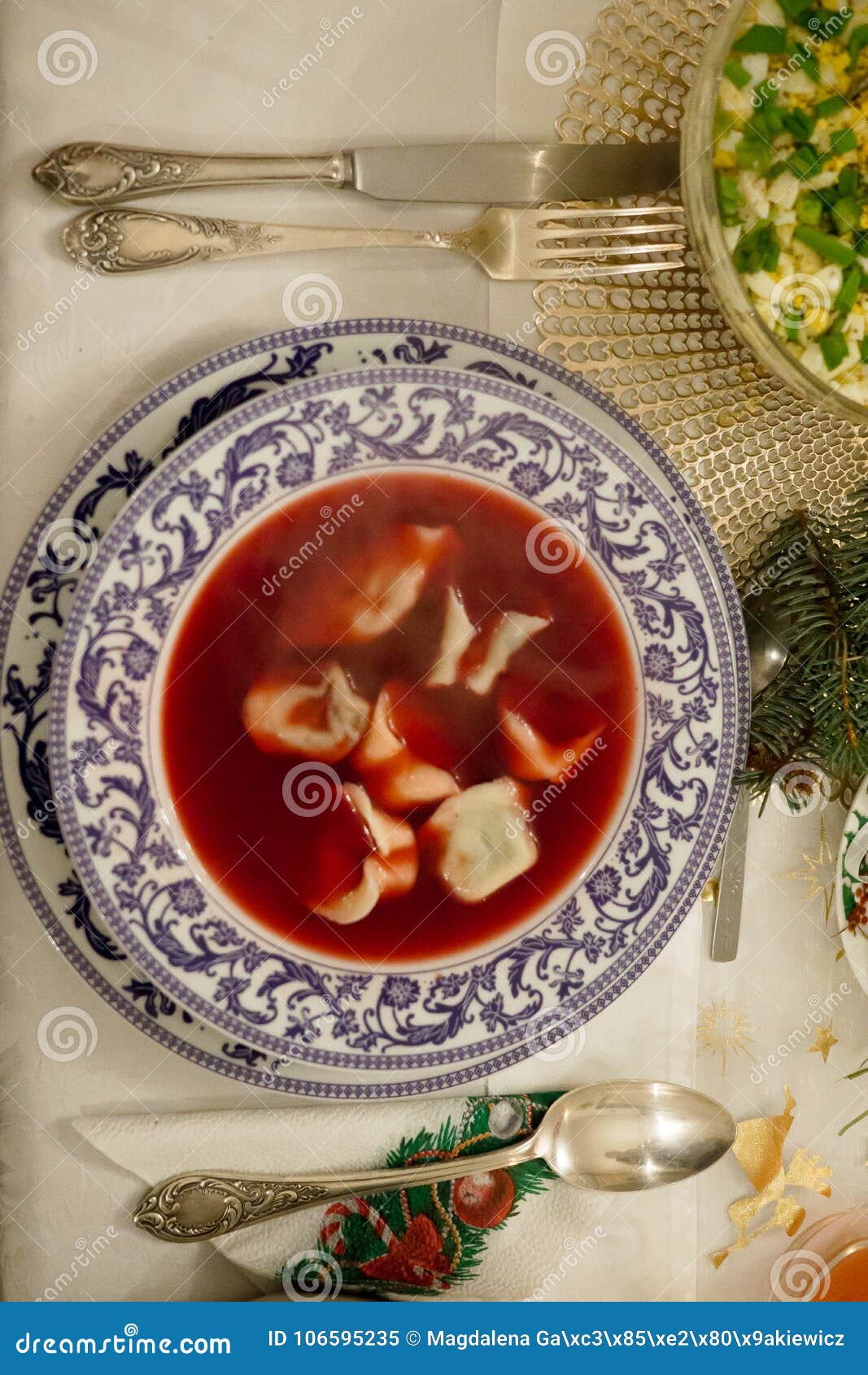 Polish Christmas Red Beet Soup With Dumplings Stock Image - Image of ...