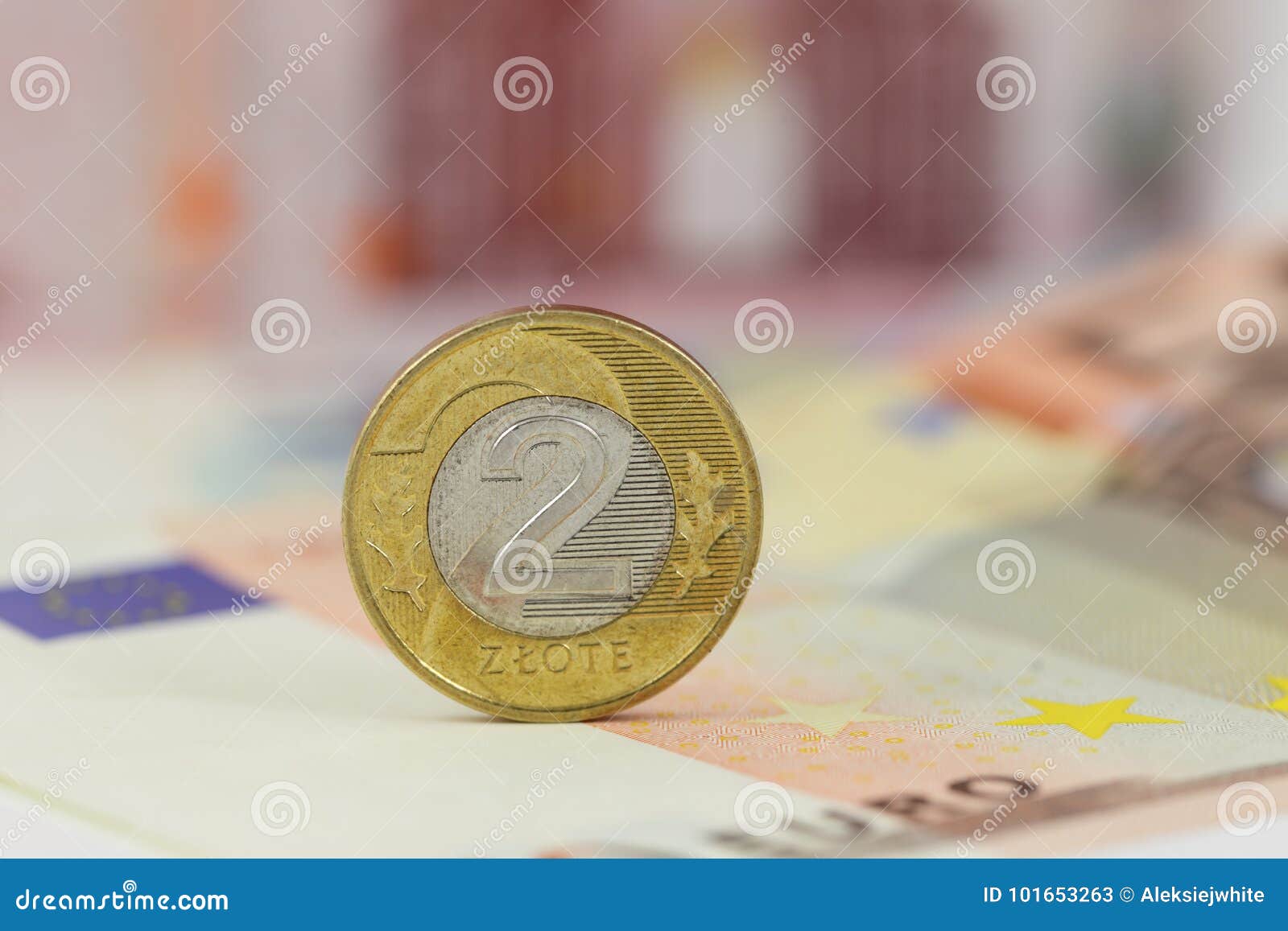 Polish Coin 2 Zloty Over Euro Banknotes Poland And EU Money Stock guide-to-polish-currency-understanding-money-in-poland