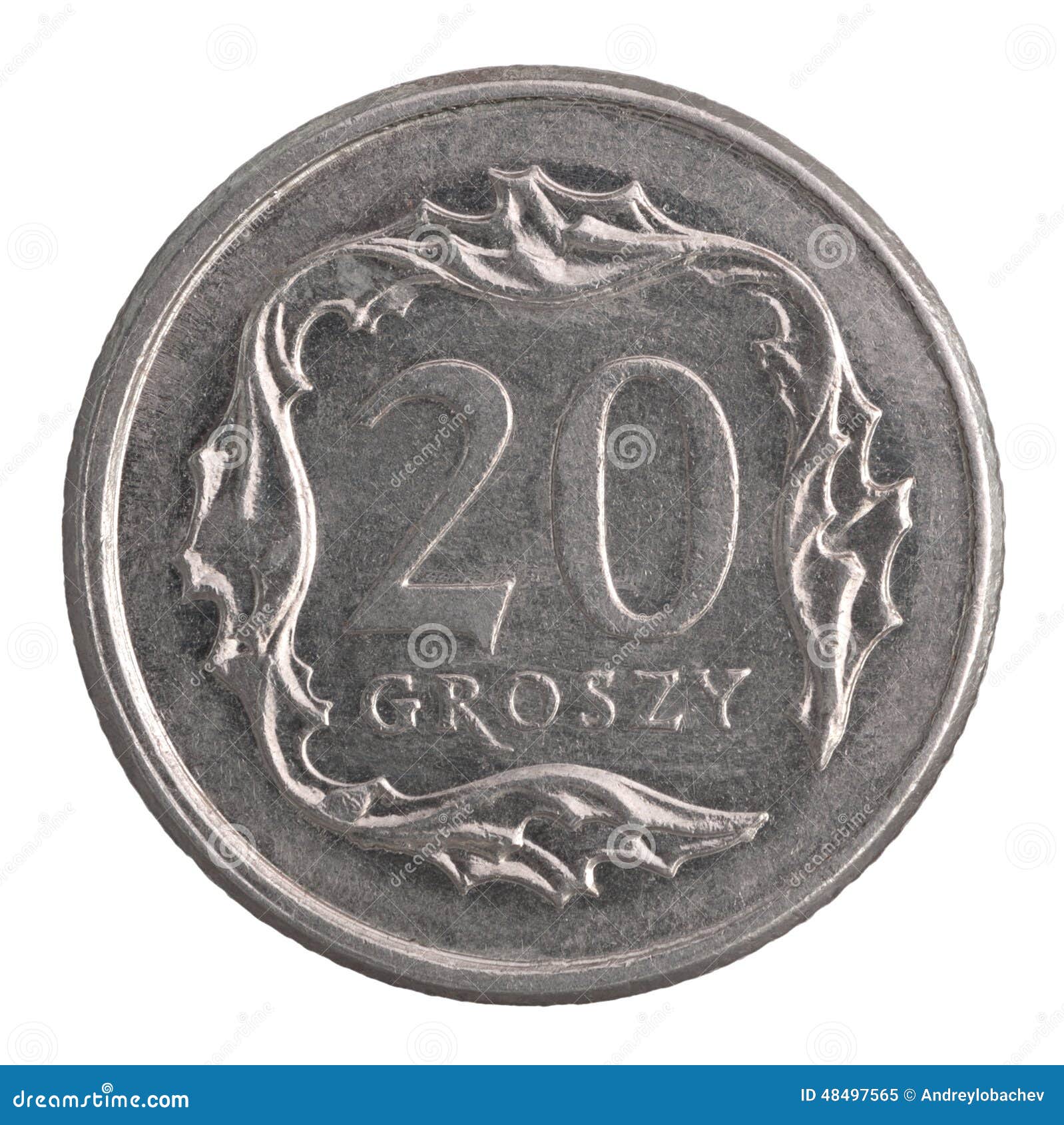 Polish 20 groszy coin stock image. Image of isolated 48497565