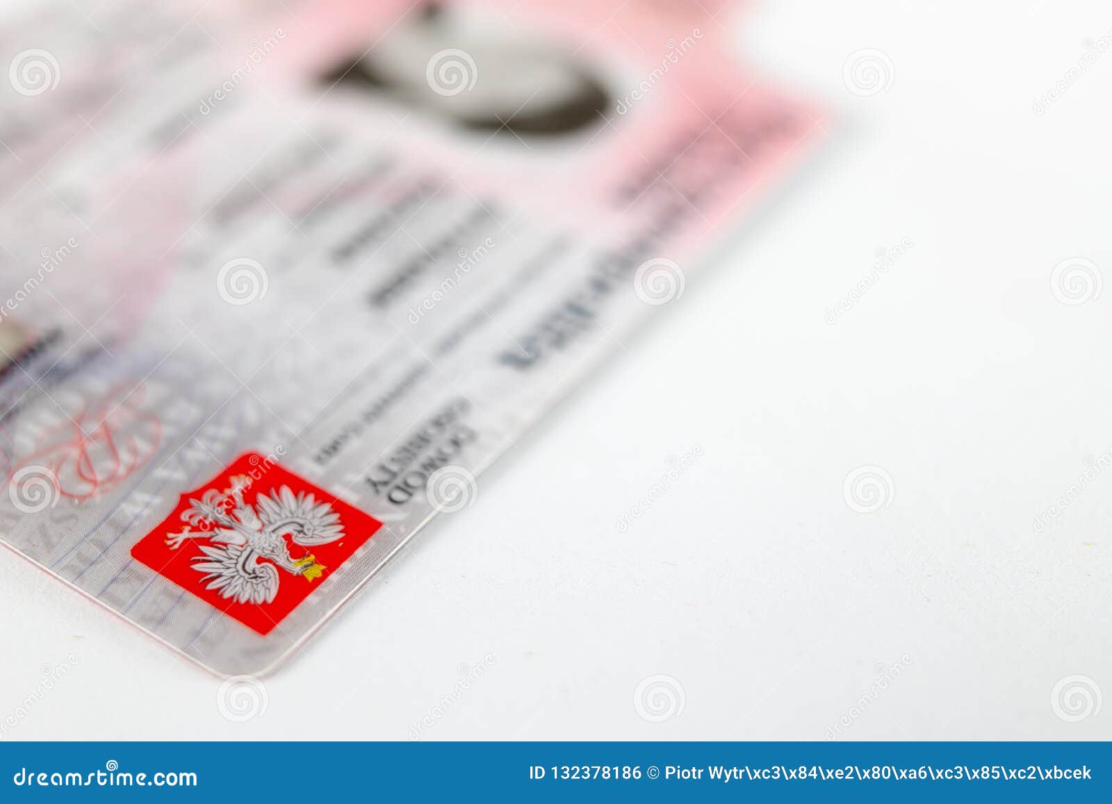 Polish ID Card on a White Table. an Identification Document with Stock