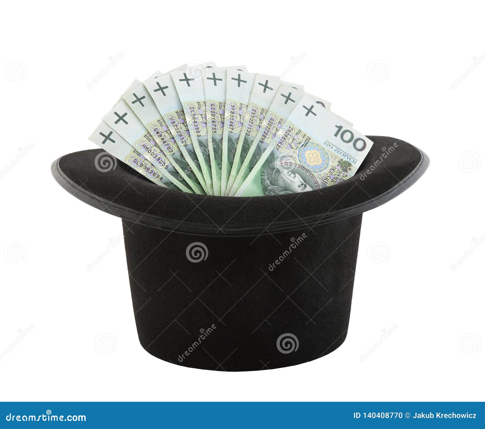 Polish Money Appearing From A Top Hat Stock Photo - Image ...