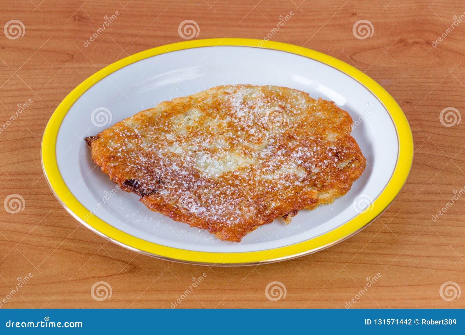 polish placki ziemniaczane with sugar.