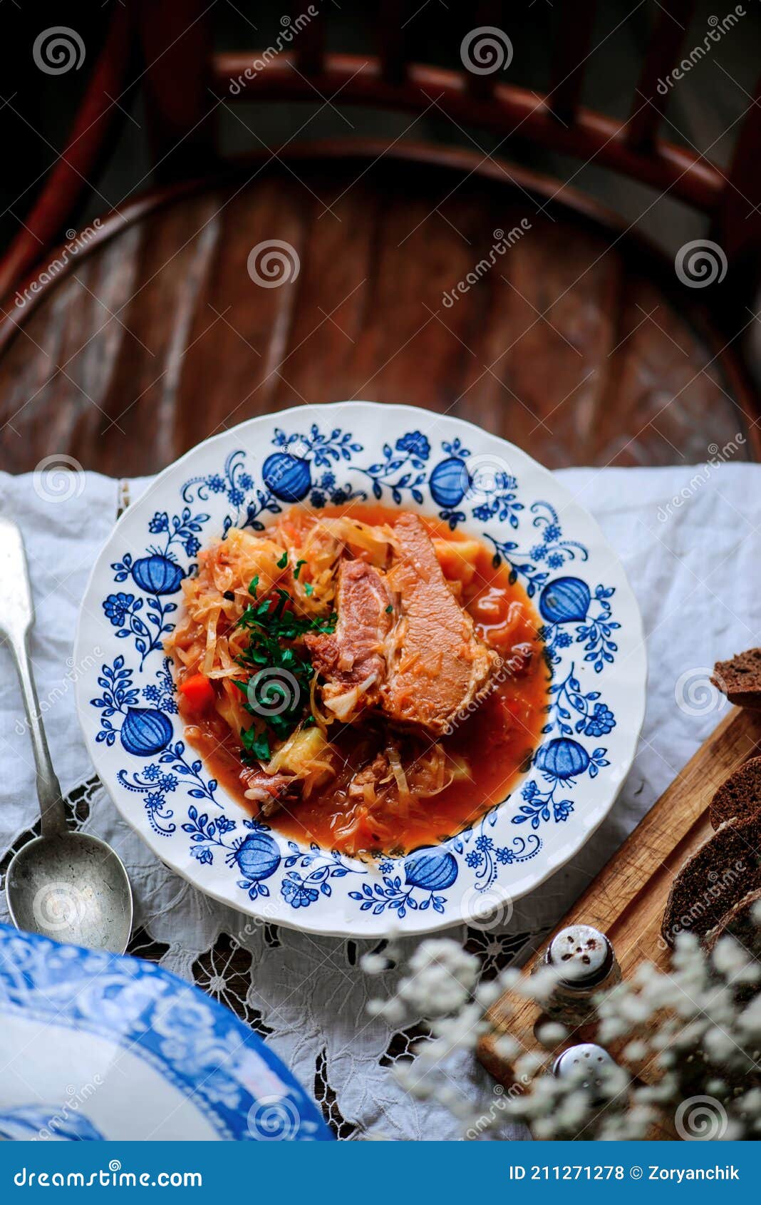 Polish Sauerkraut Soup with Sausage Kapusniak..style Rustic Stock Photo ...