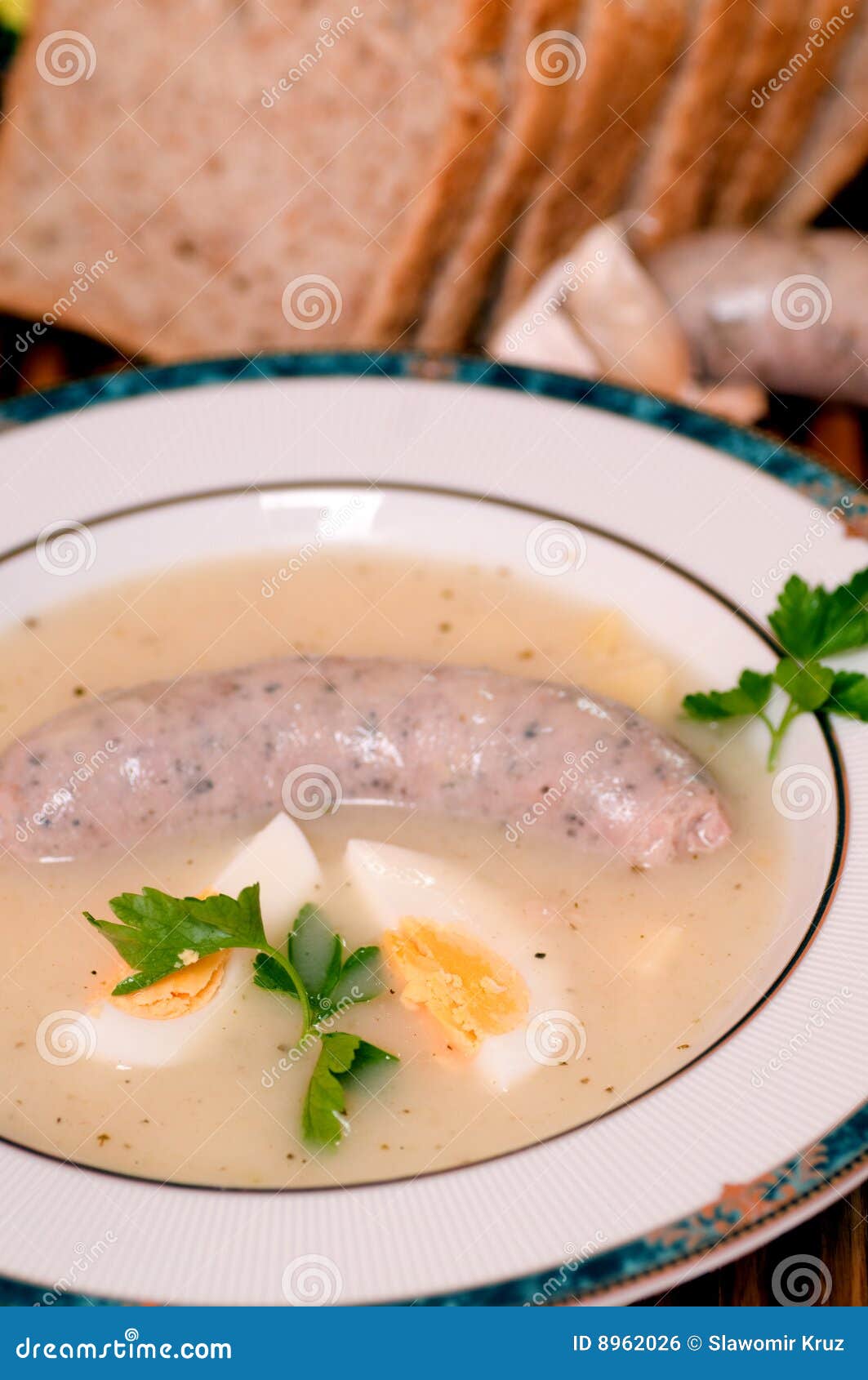 Polish sour rye soup stock photo. Image of bread, sausage 8962026