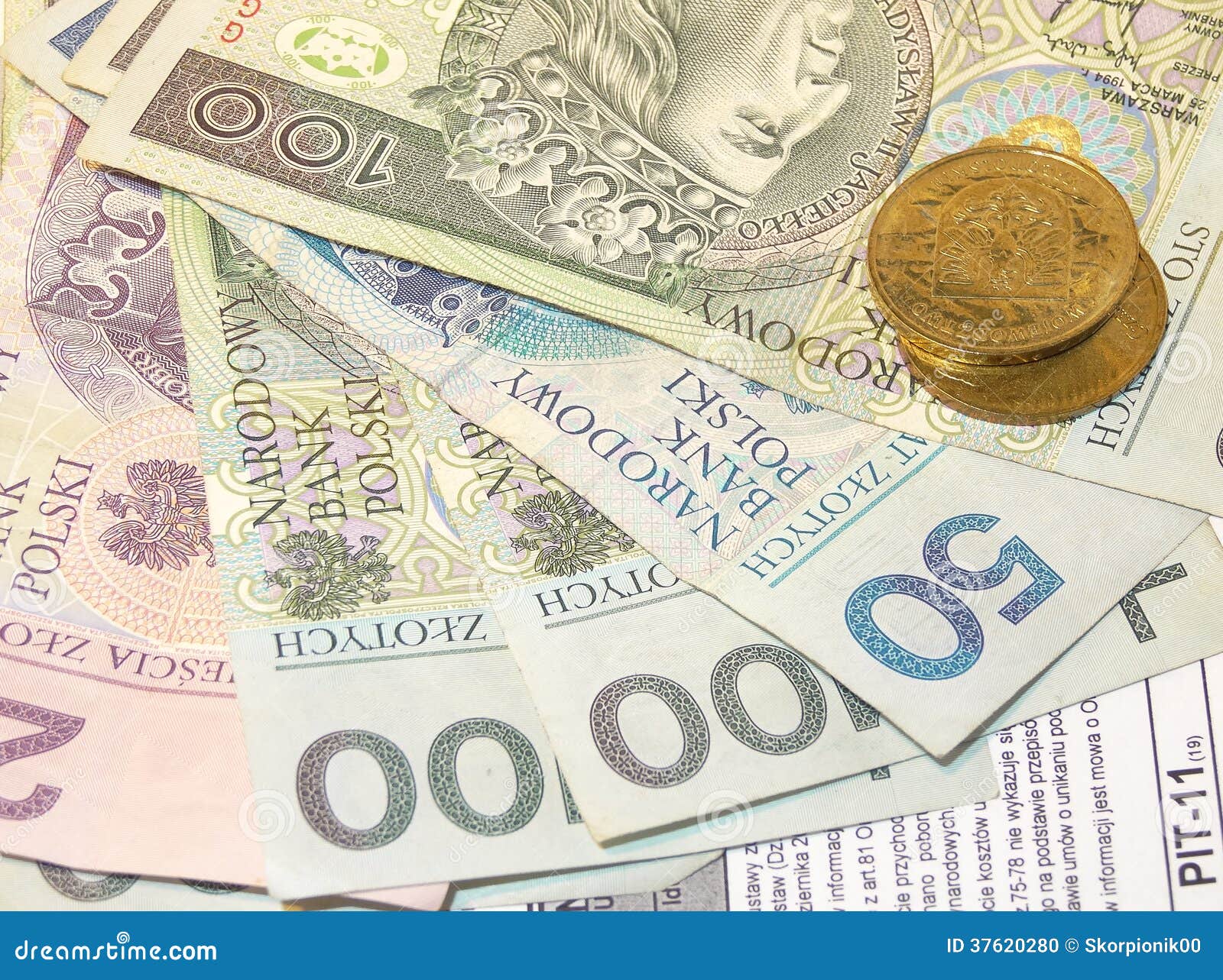 Polish Tax Form (PIT11) and Polish Money Stock Photo Image of polish