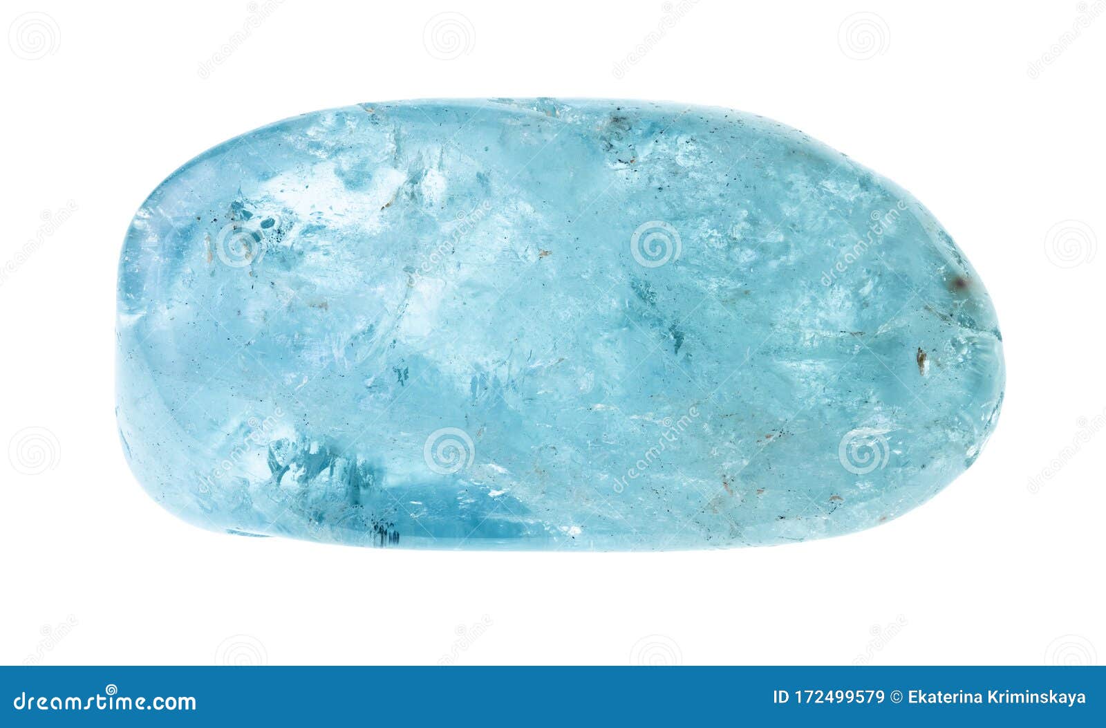 polished aquamarine blue beryl gemstone cutout