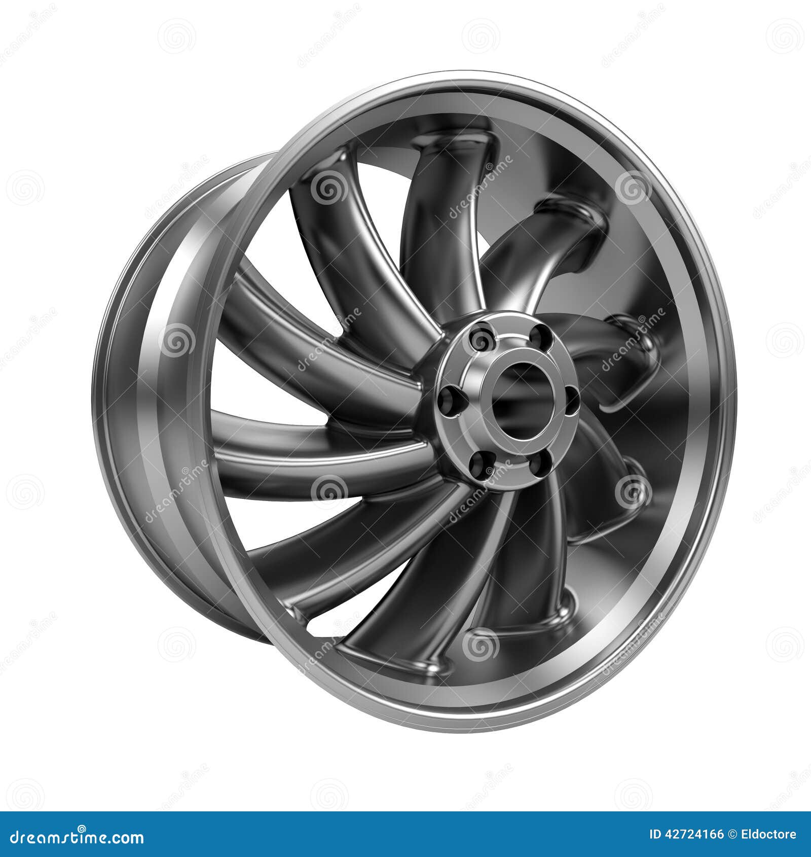 Polished Chrome Rim Wheel on White Stock Illustration Illustration of