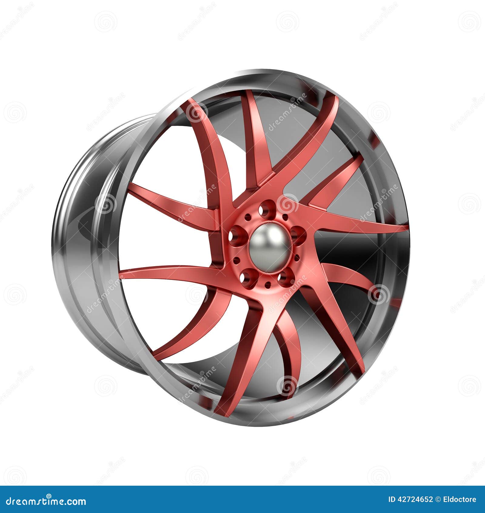 Polished Chrome Rim Wheel on White Stock Illustration Illustration of