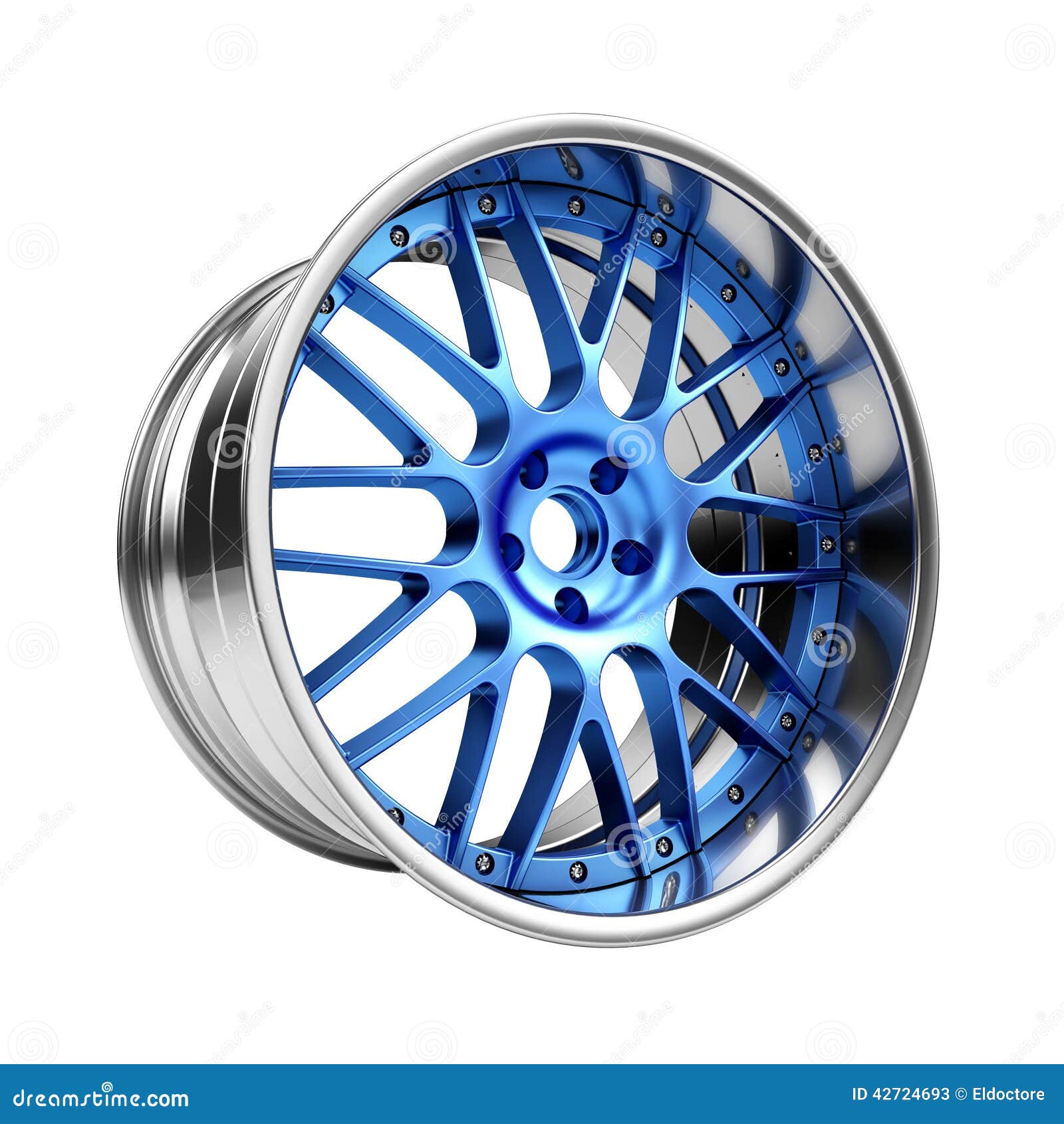 Polished Chrome Rim Wheel on White Stock Illustration Illustration of