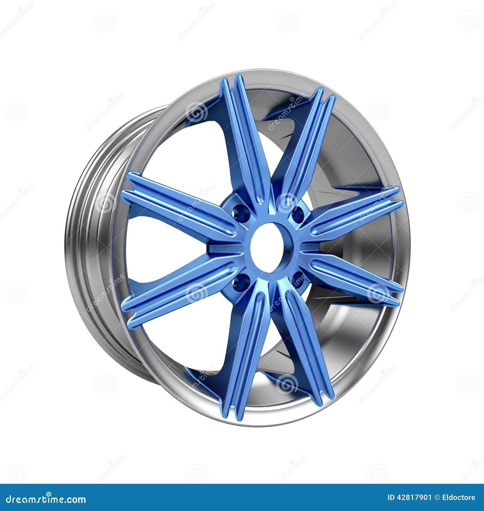 Polished Chrome Rim Wheel on White Stock Illustration Illustration of