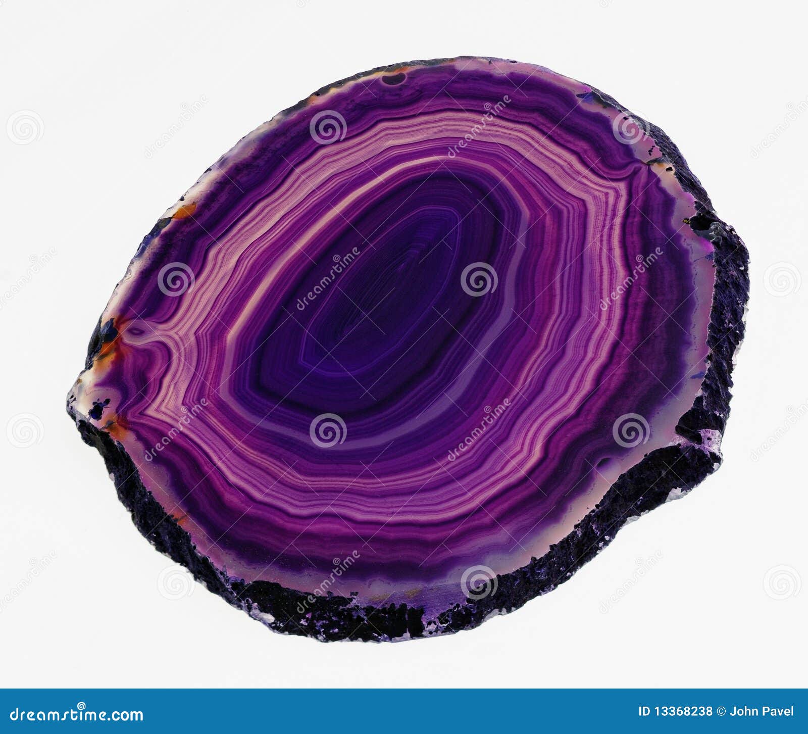 polished translucent slice of banded purple agate