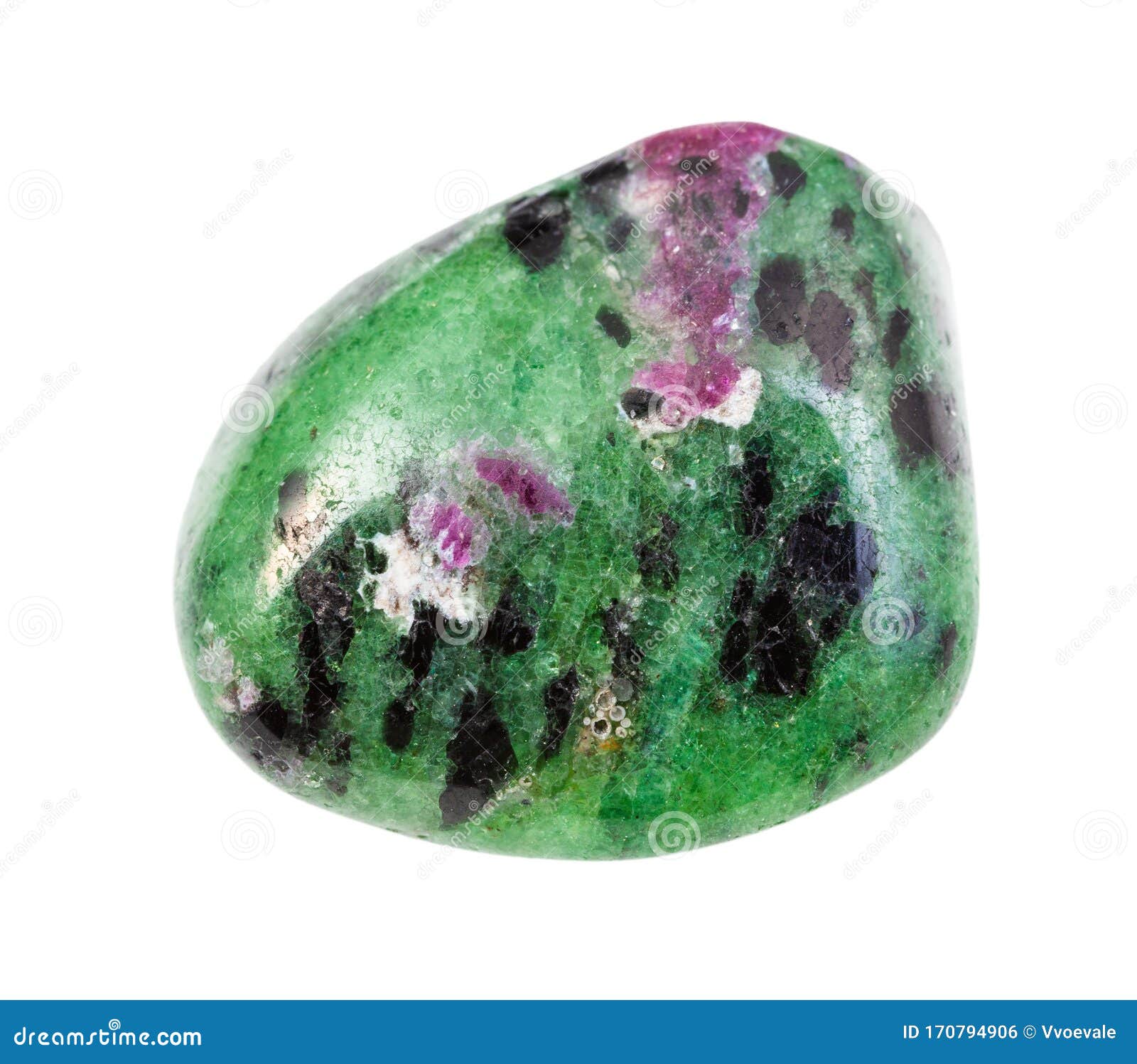 polished zoisite gemstone  on white