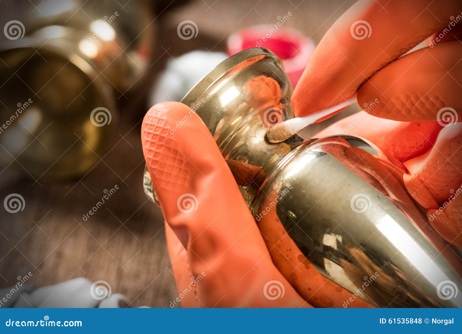Polishing brass stock photo. Image of collector, care 61535848