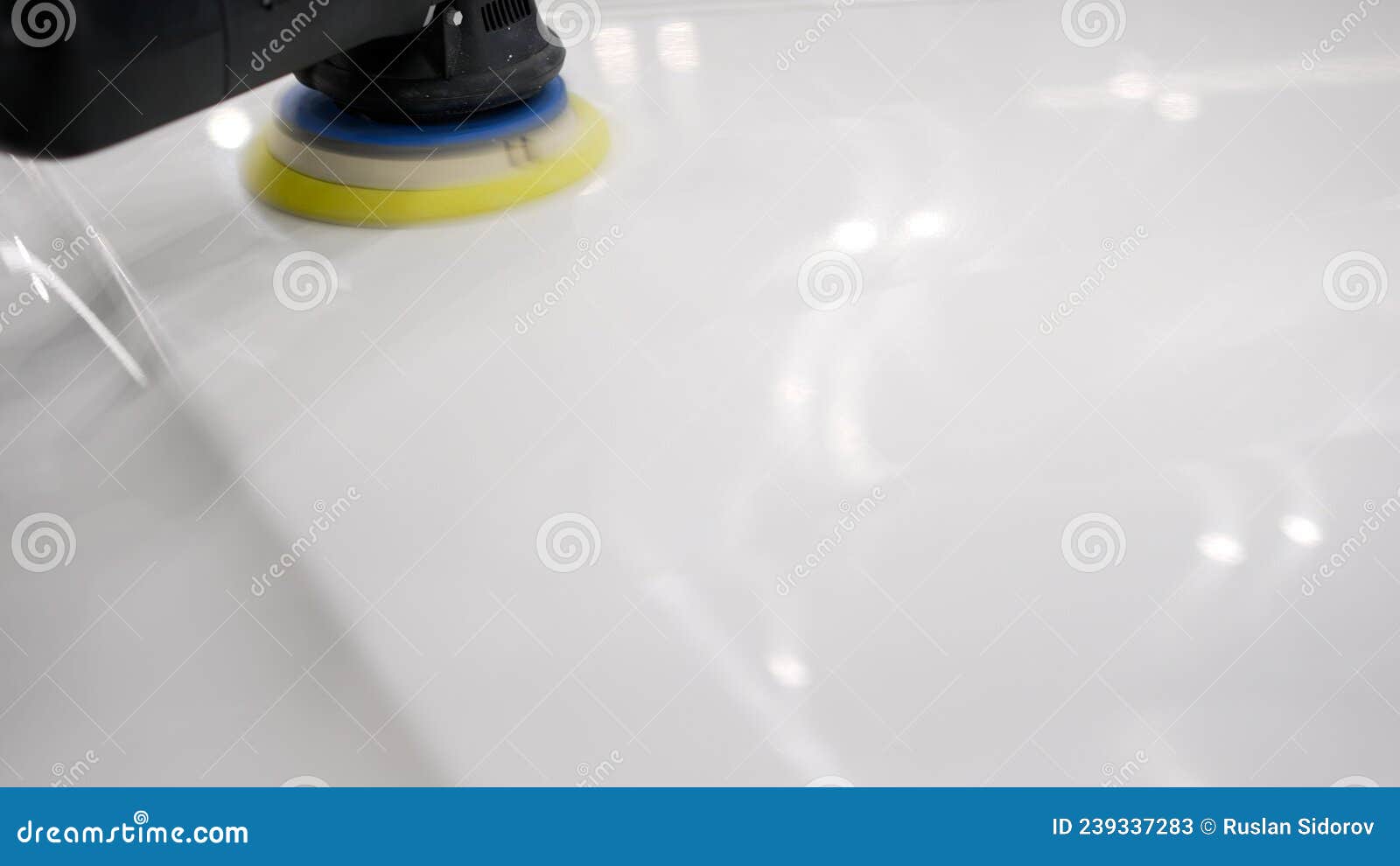 Polishing Machine for Car. the Master Applies the Solution To the