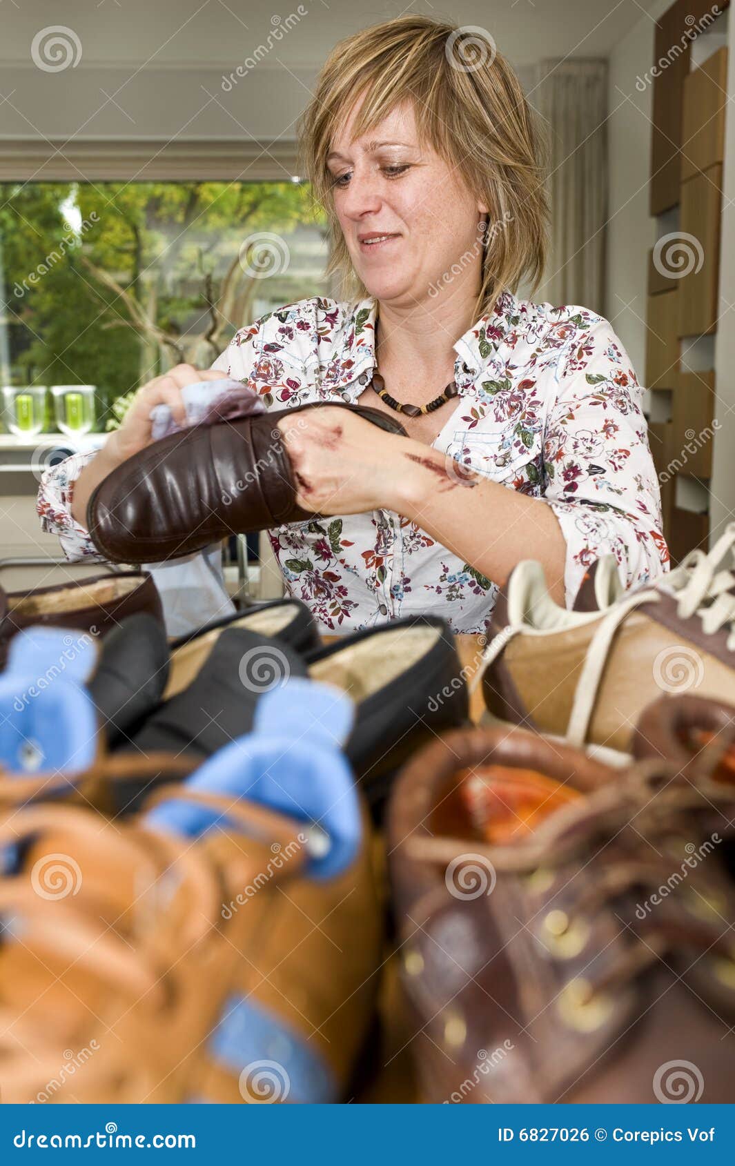 Polishing shoes stock photo. Image of rubbing, room, brown - 6827026