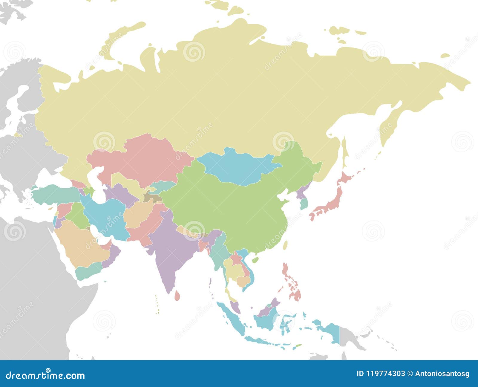 political blank asia map    on white background.