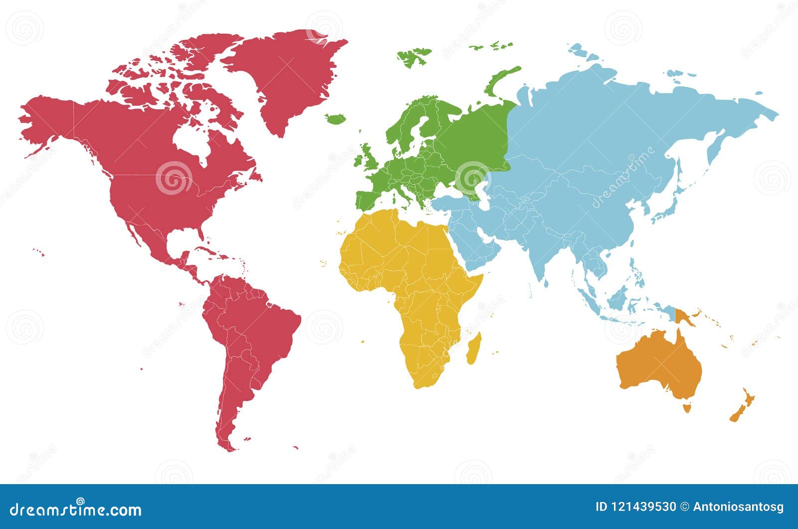 Political Blank World Map Vector Illustration With Different Colors For Each Continent And Isolated On White Background Stock Vector Illustration Of Earth Clip