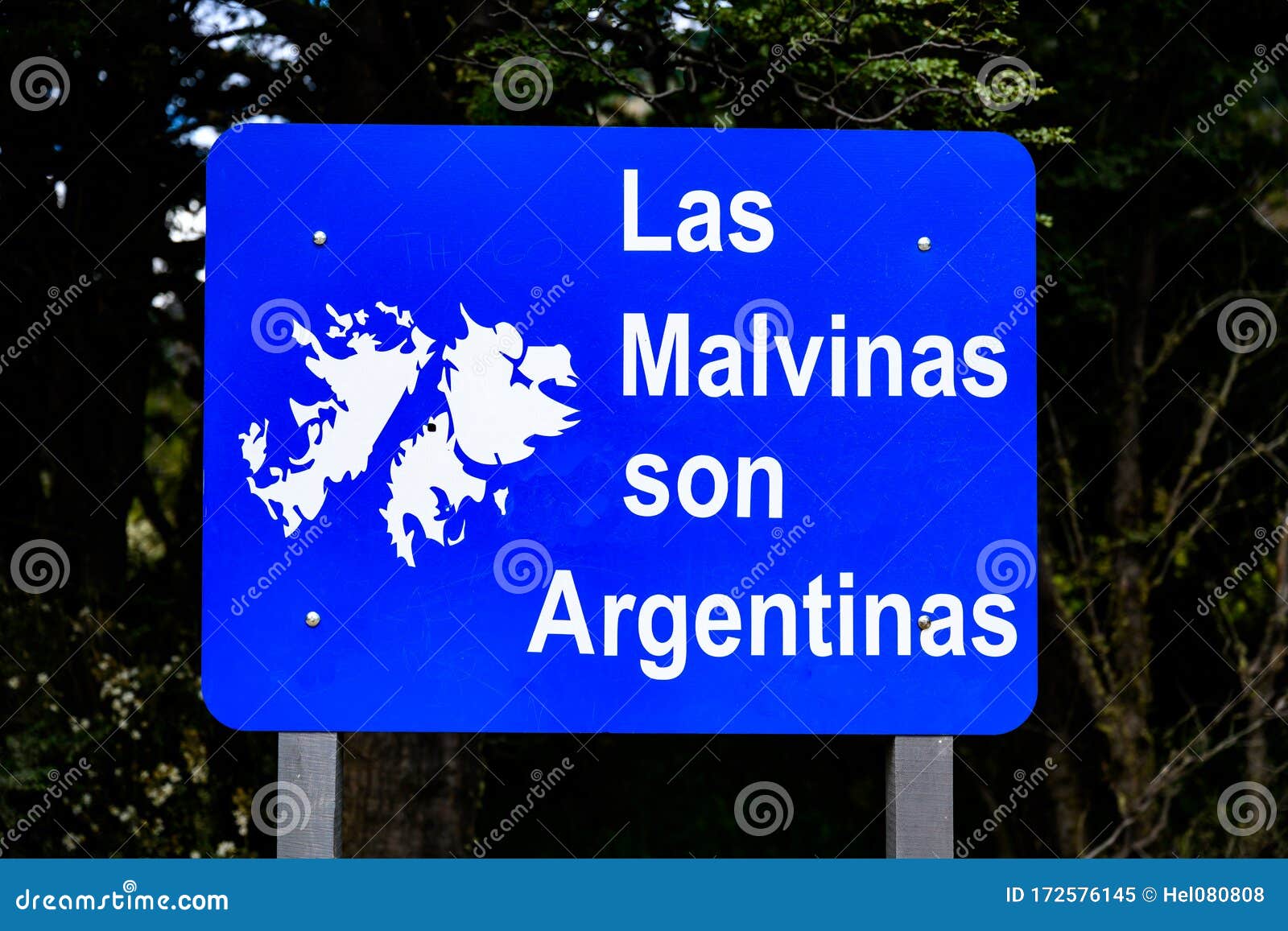 political declaration in national park tierra del fuego in patagonia, argentina. las malvinas, falkland islands are argentinan