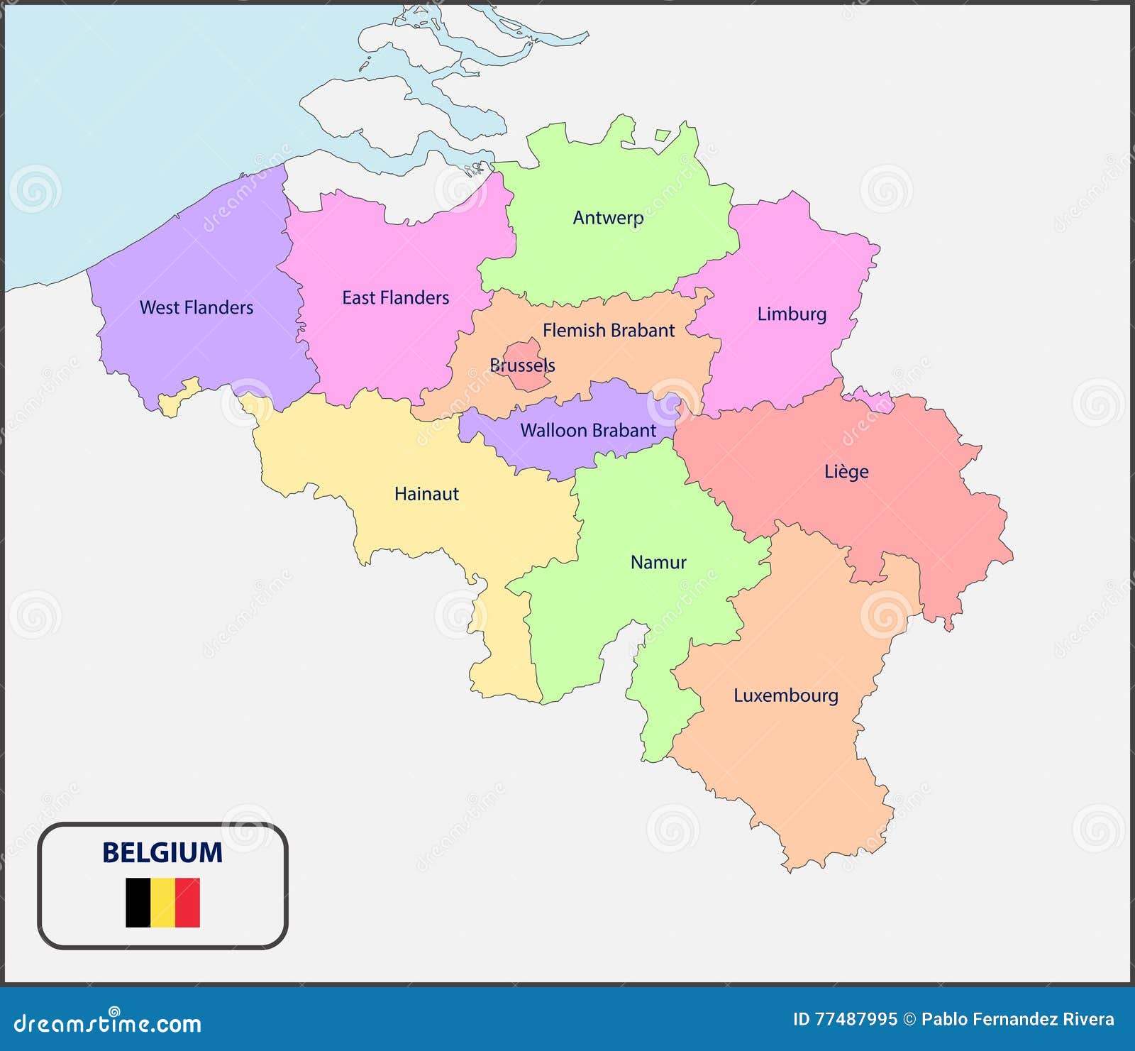 Political Map Of Belgium With Names Stock Illustration ...