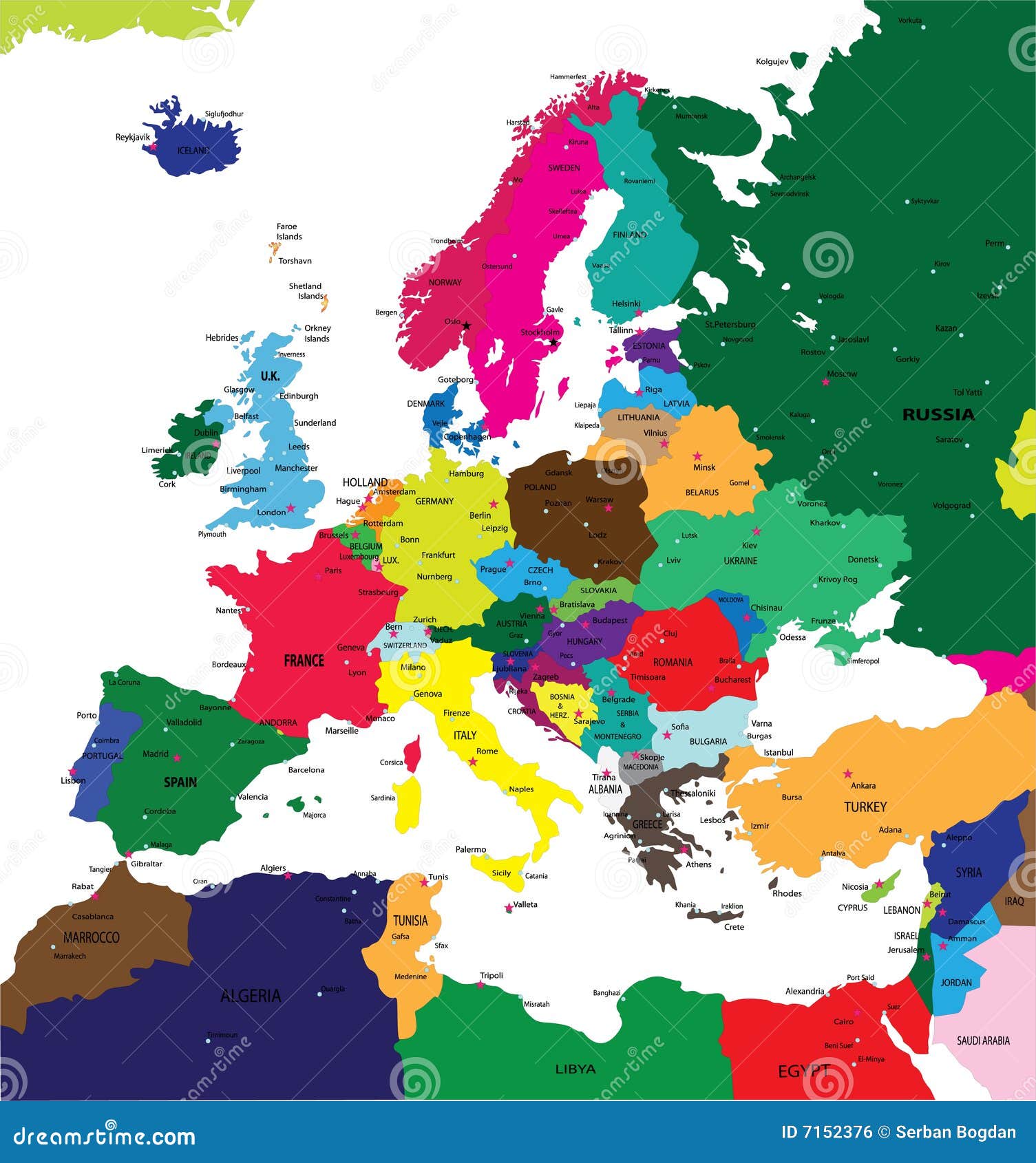 Political Map Of Europe With Major Cities