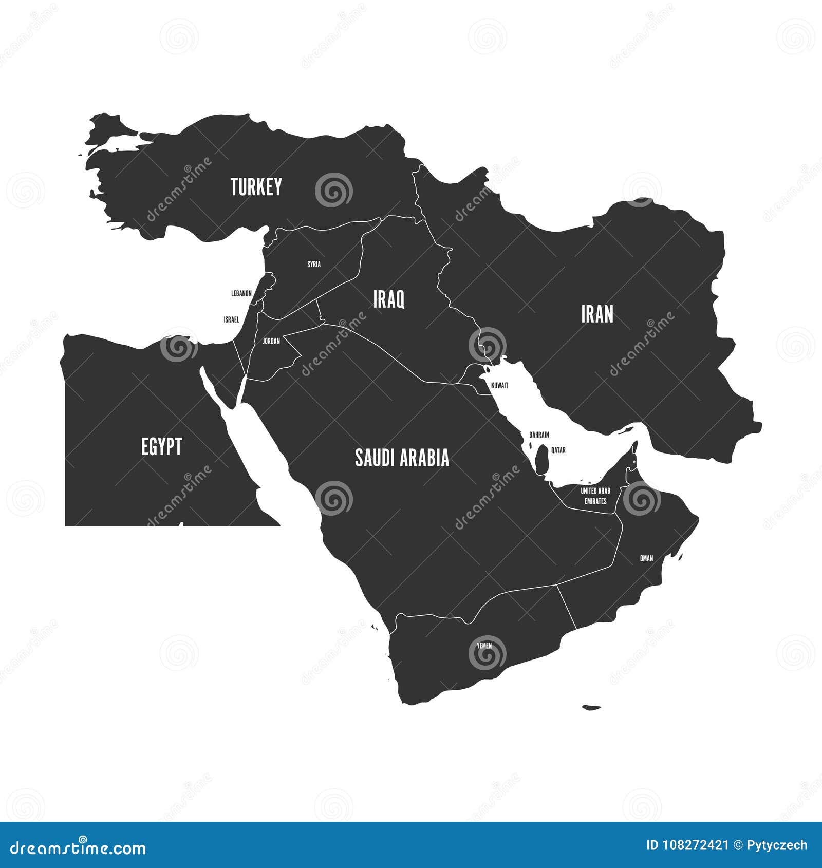 Middle East Political Map Cartoon Vector 94612969