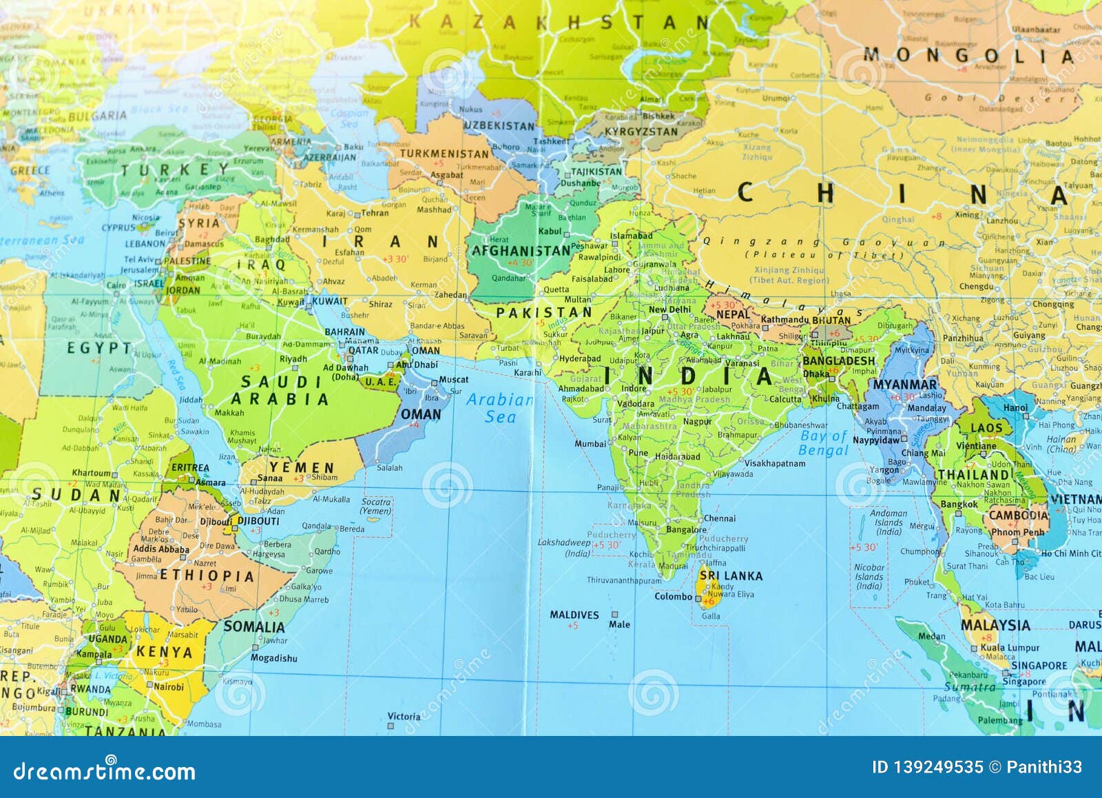 political map of middle east and south asian countries