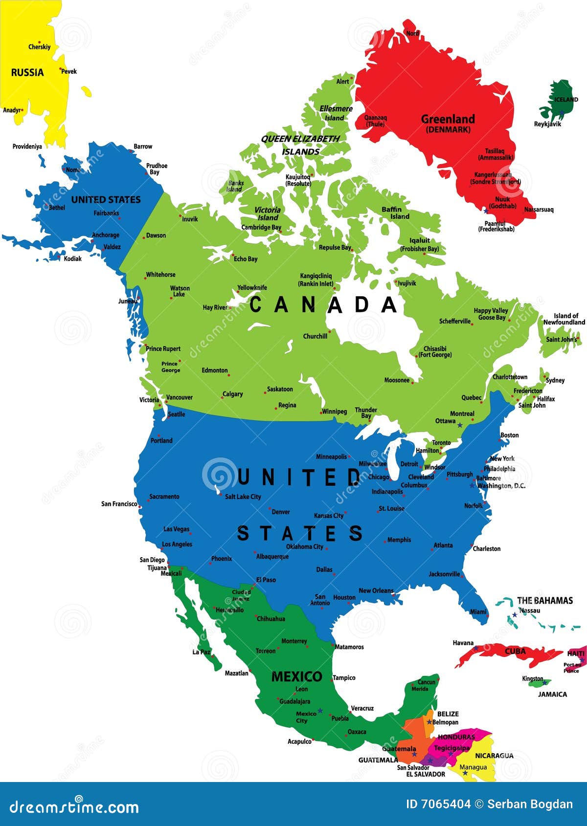 political map of north america