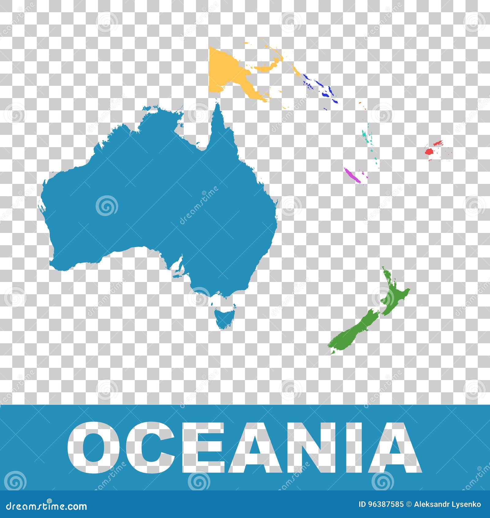 Political Map of Oceania. Flat Vector Stock Vector Illustration of