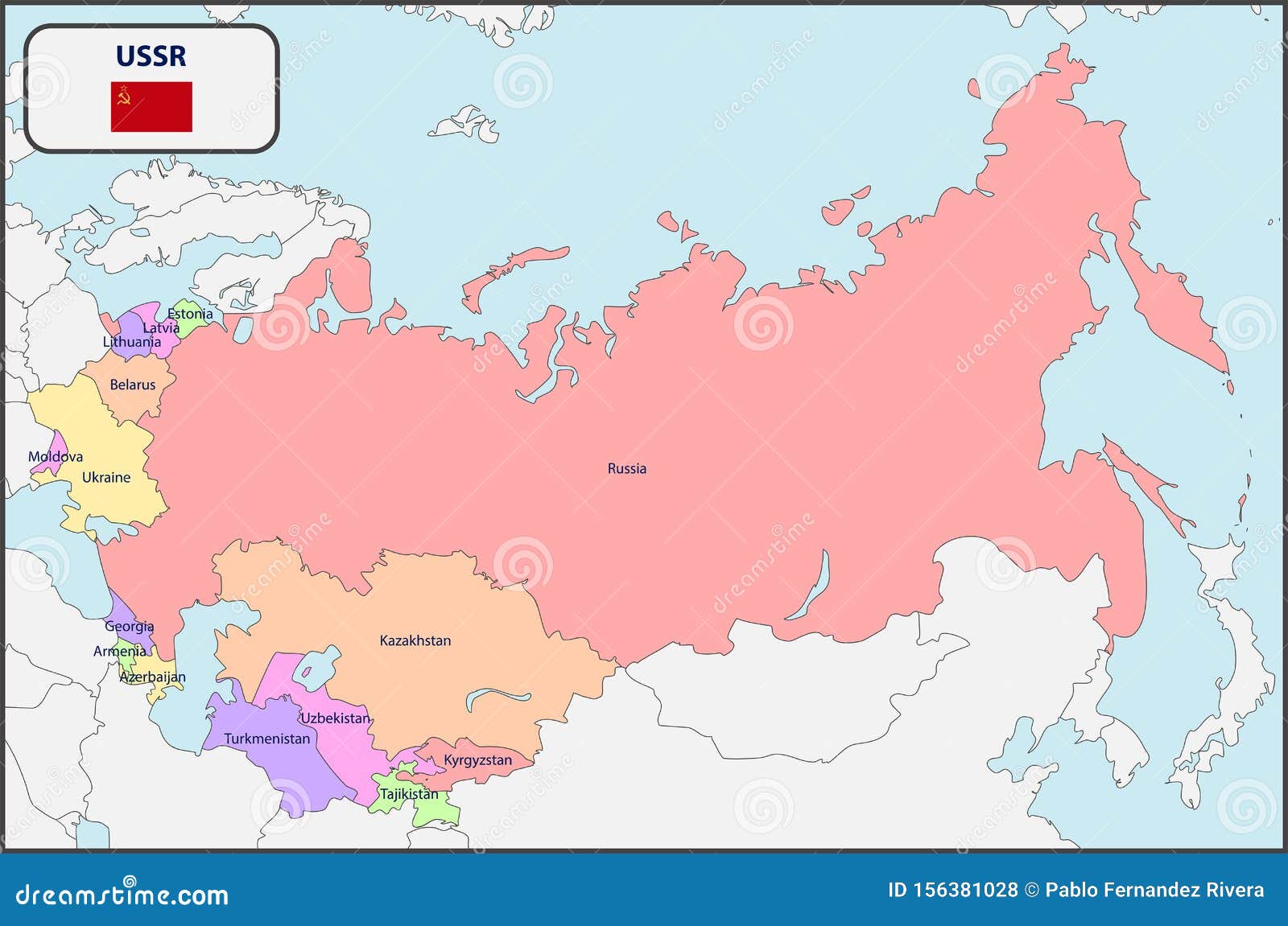 Political Map of USSR with Names Stock Vector - Illustration of east