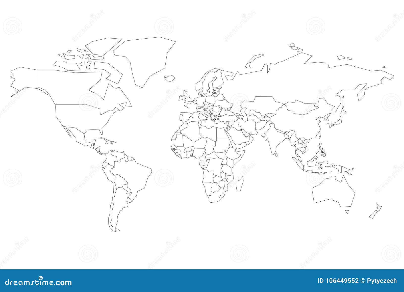 Political Map Of World Blank Map For School Quiz Simplified