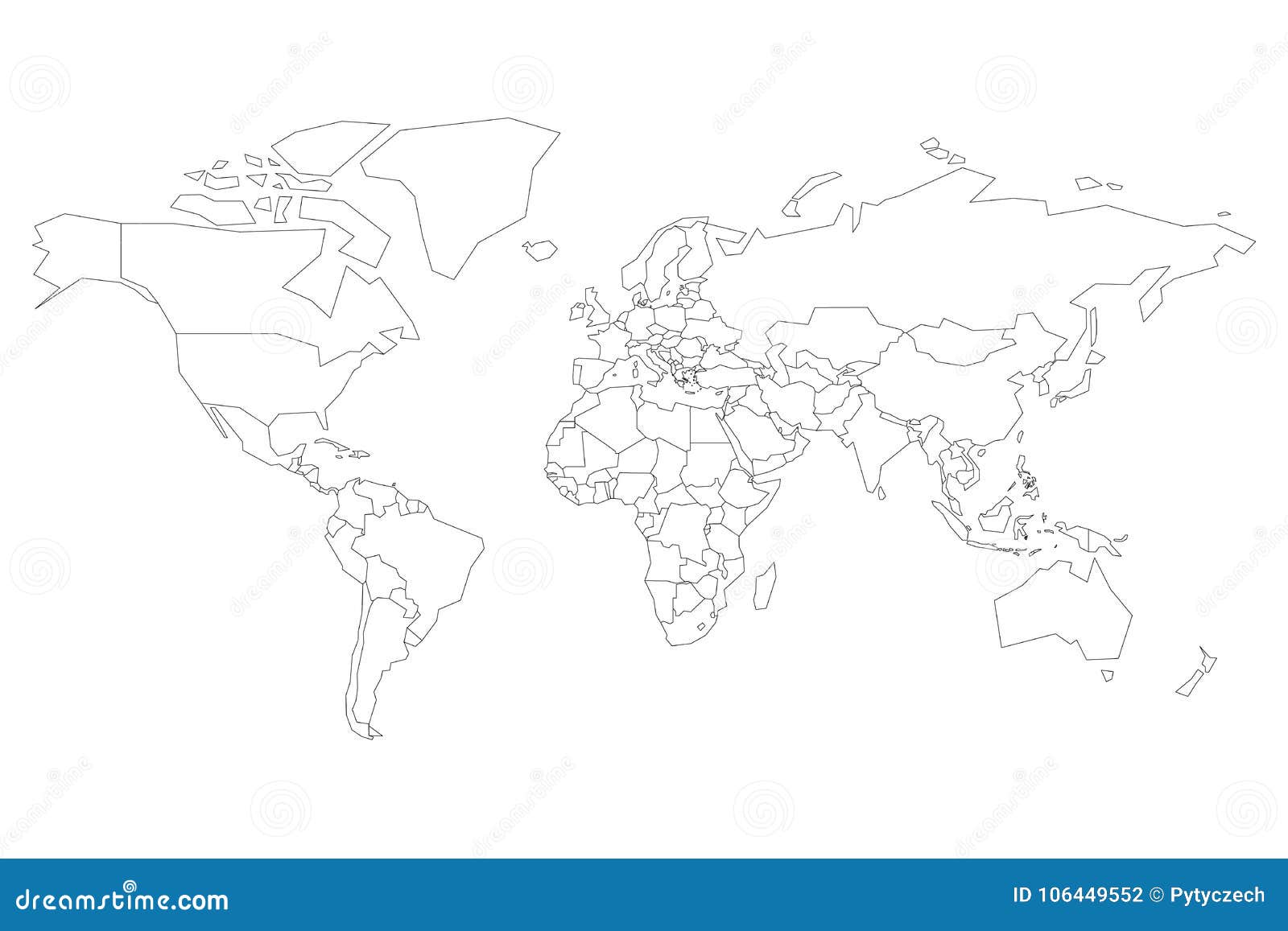 Political Map of World. Blank Map for School Quiz Stock Vector ...