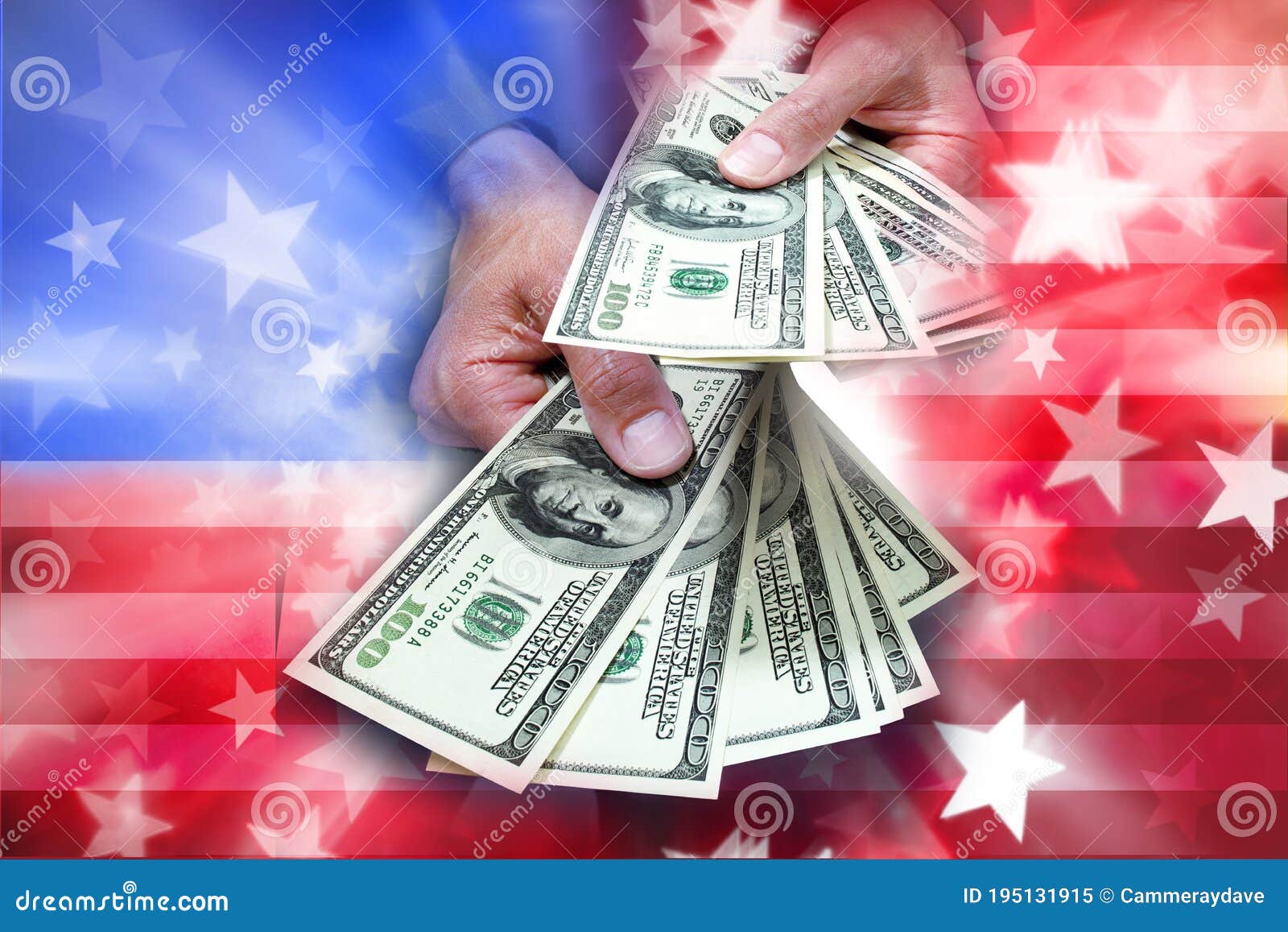 political money american flag donation