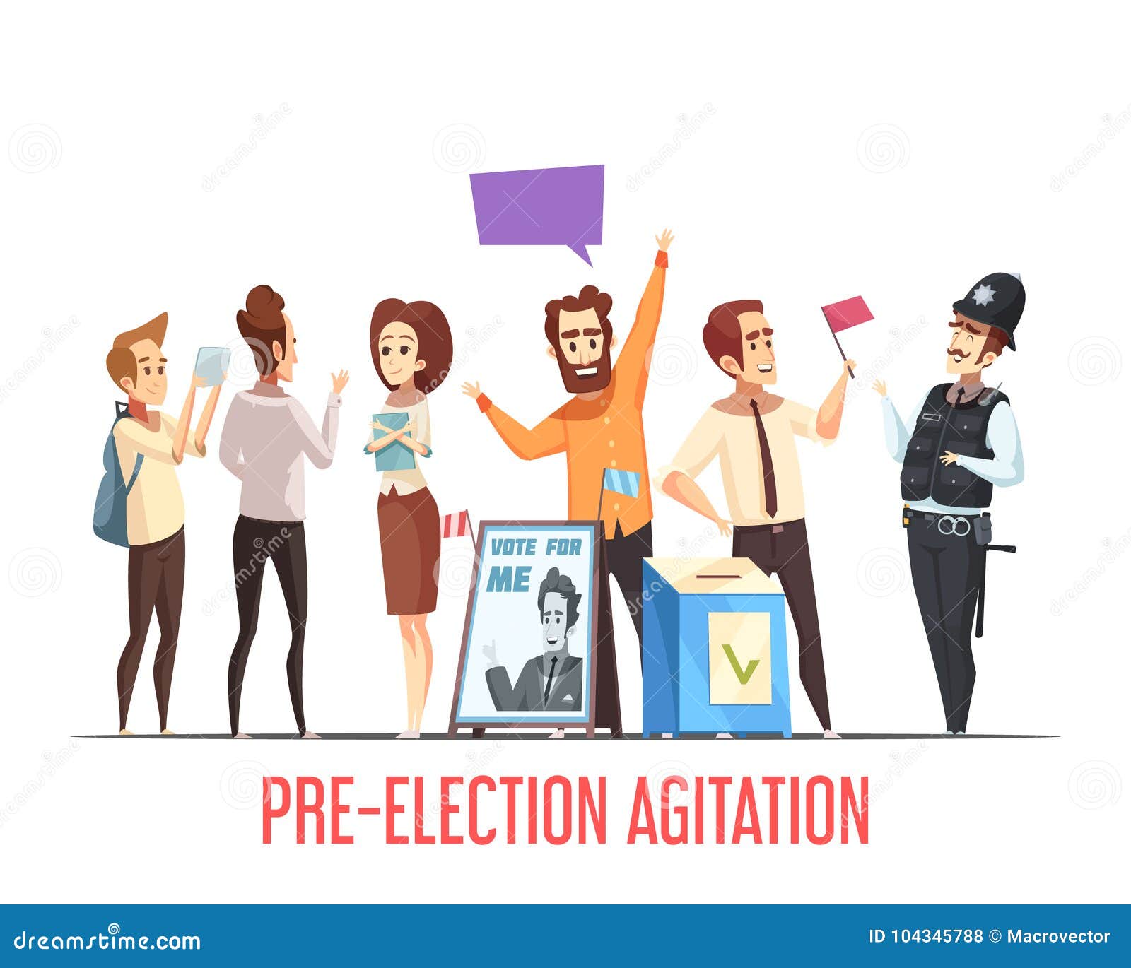 Politics Pre-Election Cartoon Composition Stock Vector - Illustration of  political, competitor: 104345788